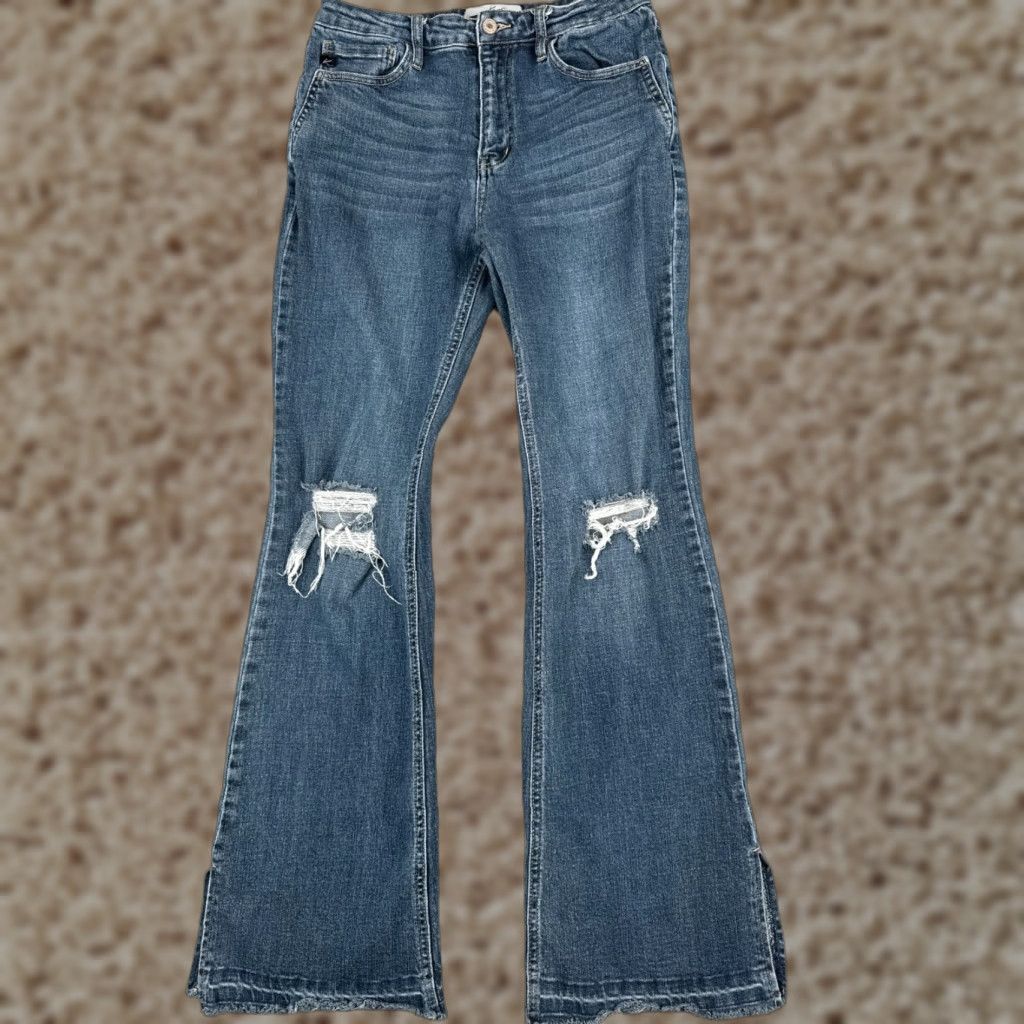 Kancan Jeans Juniors 11 Blue Denim Flared Mid Rise 28x32 Jeans Womens
