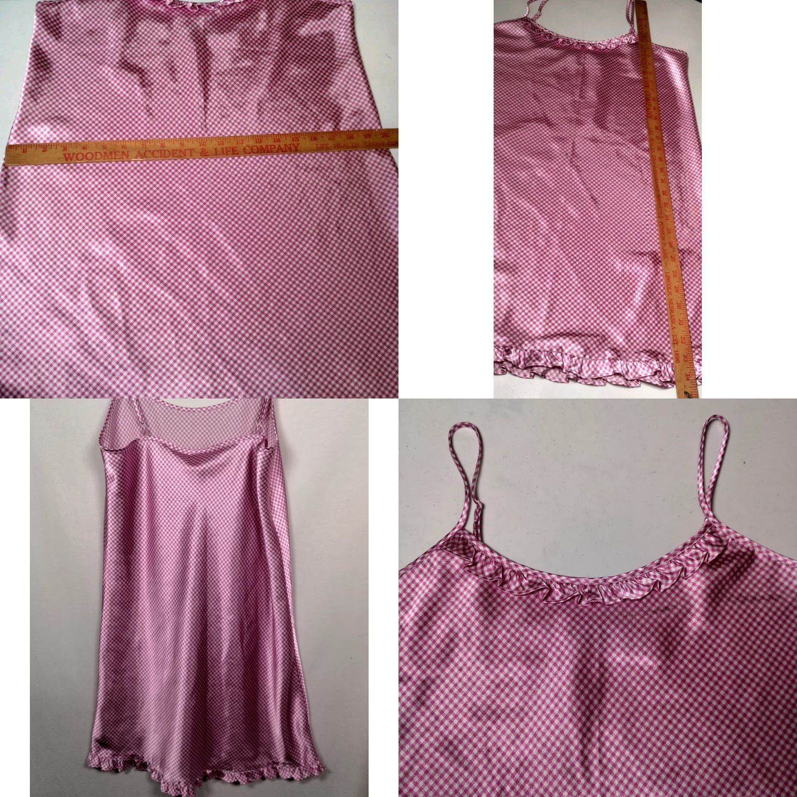 Vintage Jaclyn Smith Nightgown Large Purple White Gingham Check Plaid Chemise Satin Sleeveless Pullover Scoop Neck Women Nightgown XS? Size ONE SIZE - 8 Thumbnail