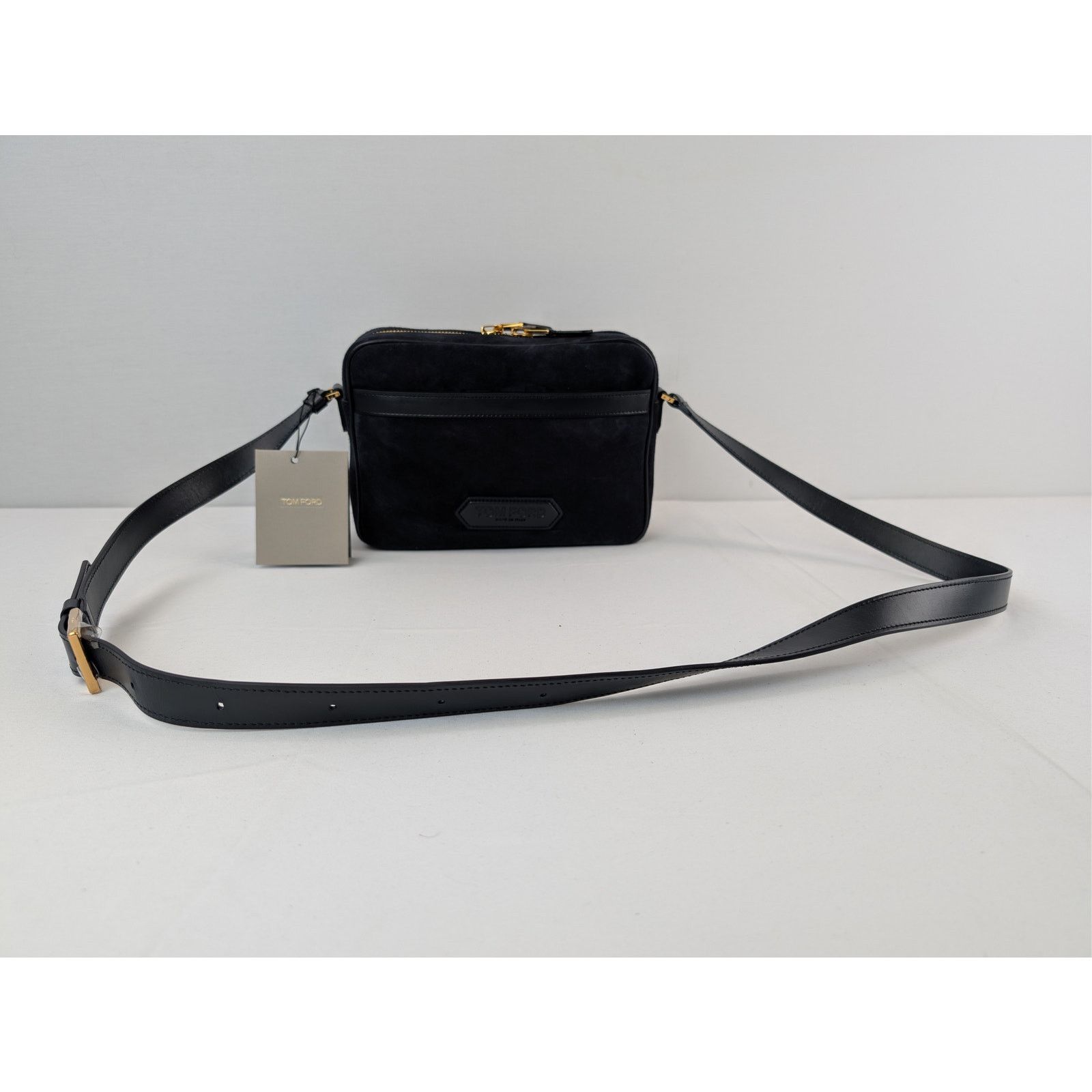 Tom Ford o1rshd1 Logo-Embossed Leather Messenger Bag in Navy Size ONE SIZE - 1 Thumbnail