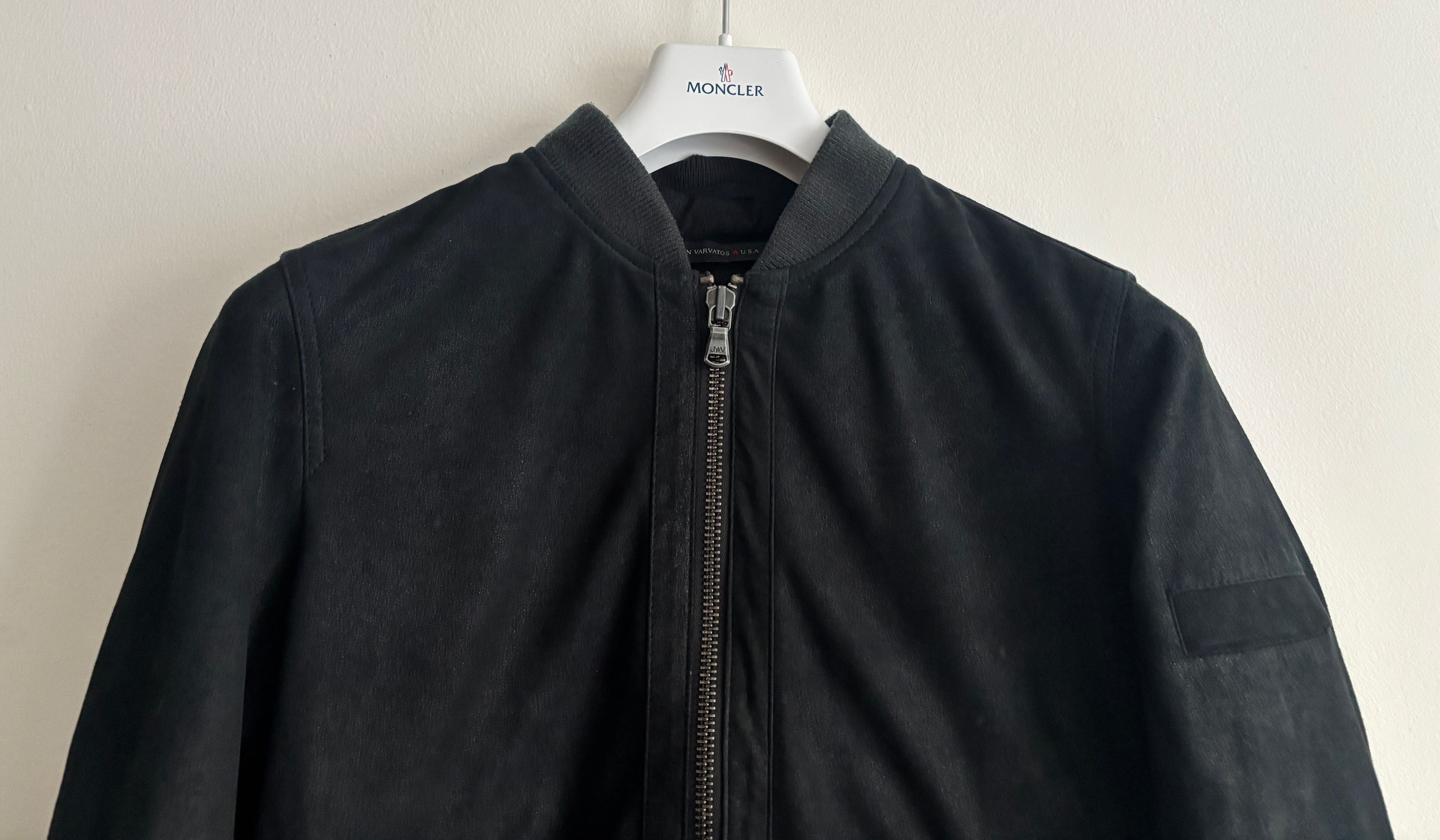 John Varvatos $100 Black Goatskin Suede Double Zip Bomber Jacket Small Size US S / EU 44-46 / 1 - 2 Thumbnail