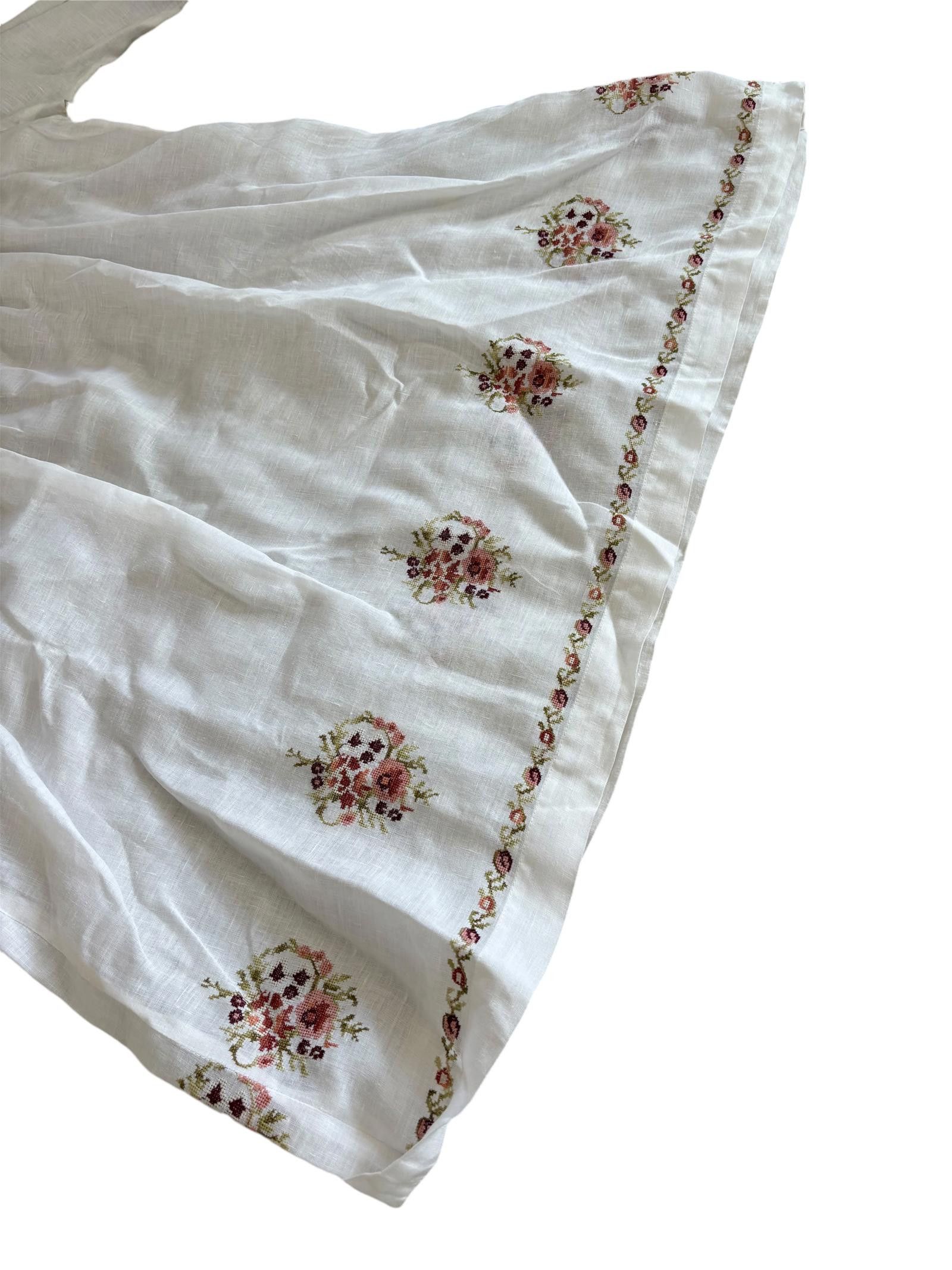 Designer Eskandar Sz 0 ROSE FLORAL Embroidered White Tunic Shirt Top Size XS / US 0-2 / IT 36-38 - 5 Thumbnail