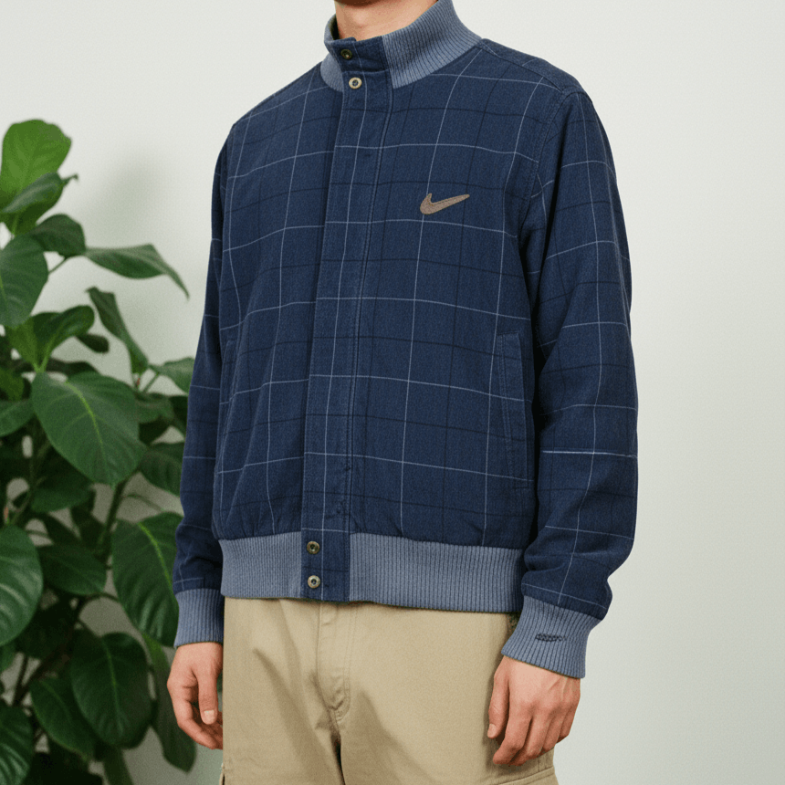 Nike Vintage 00s Nike Corduroy Light Jacket Checkered Pattern Size US M / EU 48-50 / 2 - 1 Thumbnail