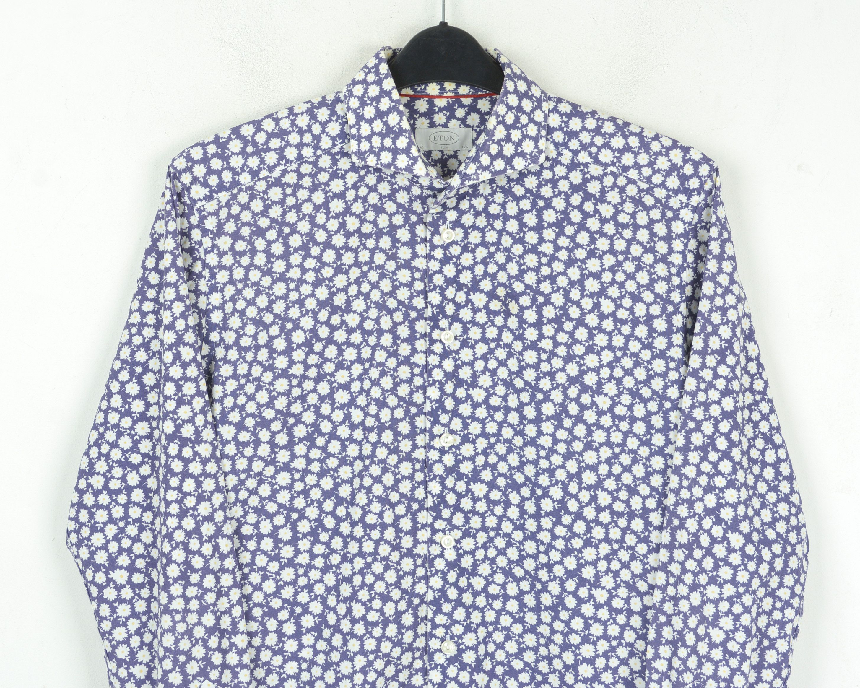Eton 15 3/4" Size 40 Chamomile Slim Fit Floral Casual Top Size 40R - 2 Thumbnail