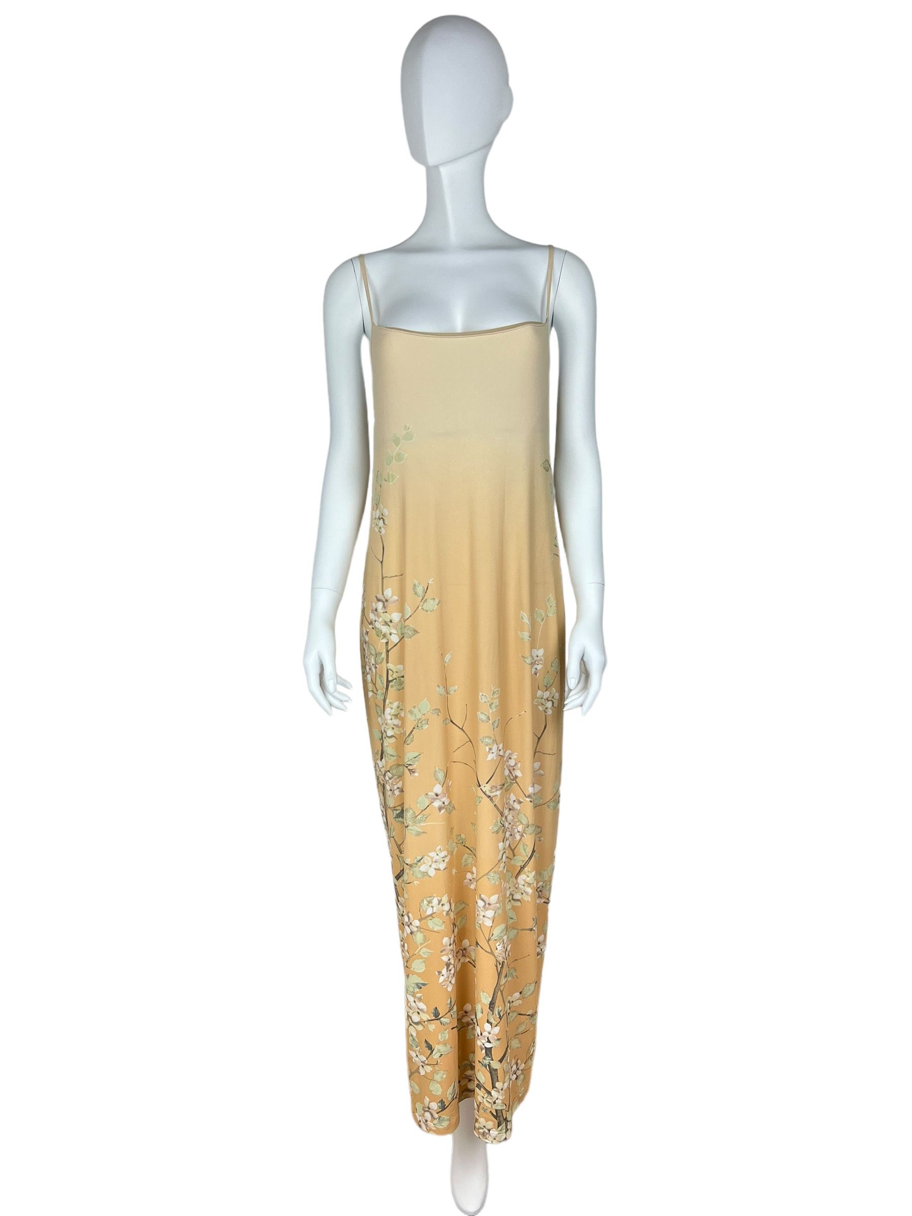 Roberto Cavalli Roberto Cavalli 1998 Orange Floral Maxi Dress Size ONE SIZE - 1 Thumbnail