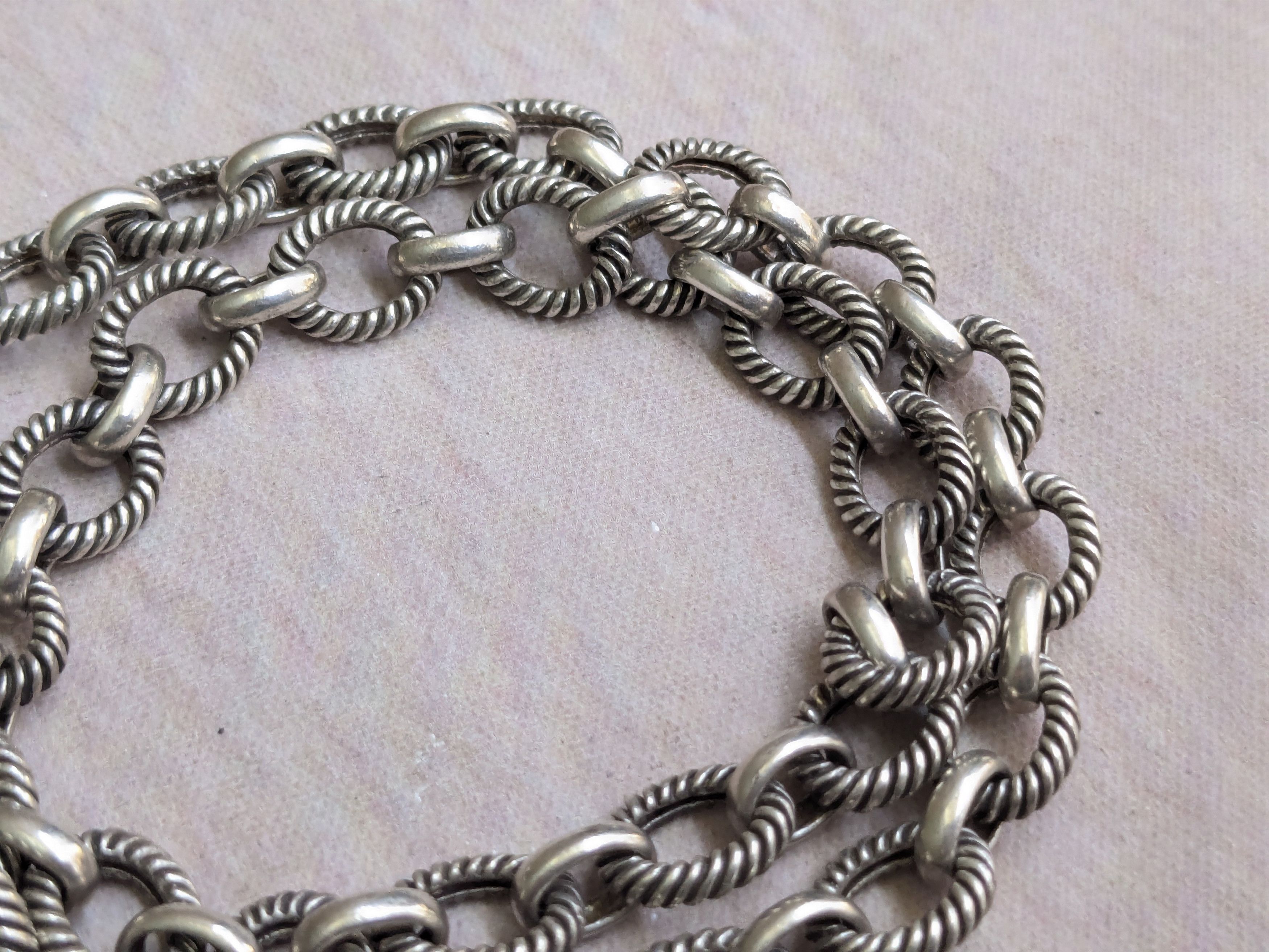 Jewelry Sterling Silver Choker Necklace Oval 18" Chain Size ONE SIZE - 2 Thumbnail