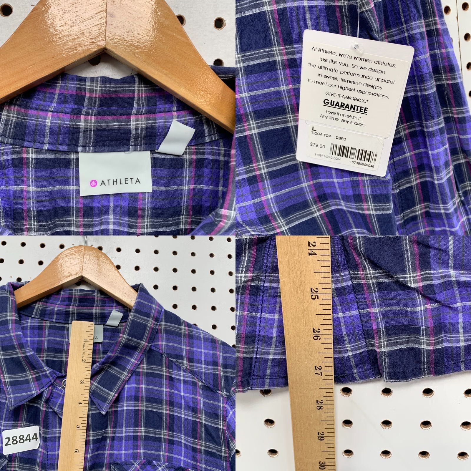 Athleta VINTAGE Athleta Button Up Shirt Womens Large Blue Purple Plaid NWT Western 22X27.5 Size L / US 10 / IT 46 - 9 Thumbnail