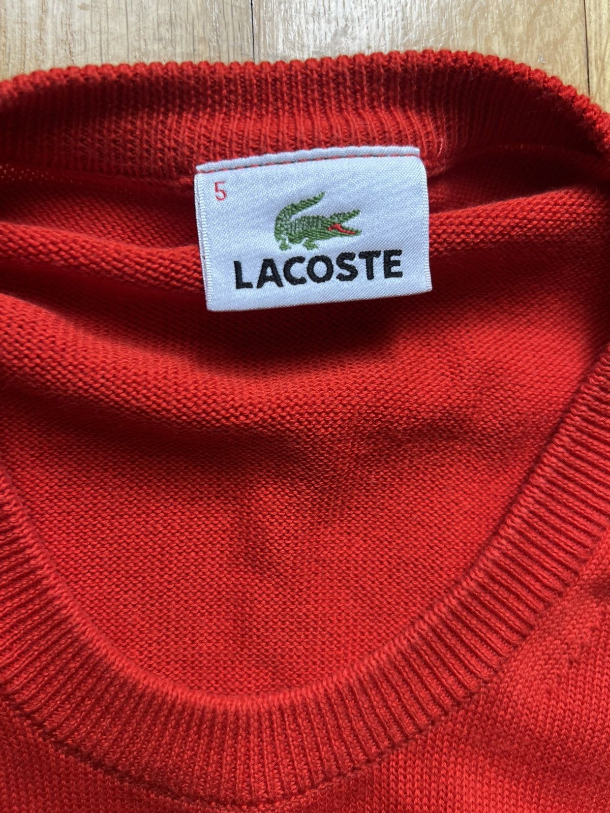 Lacoste × Vintage 1990's Vintage Lacoste Sweater Sweatshirt Red Size US L / EU 52-54 / 3 - 4 Thumbnail