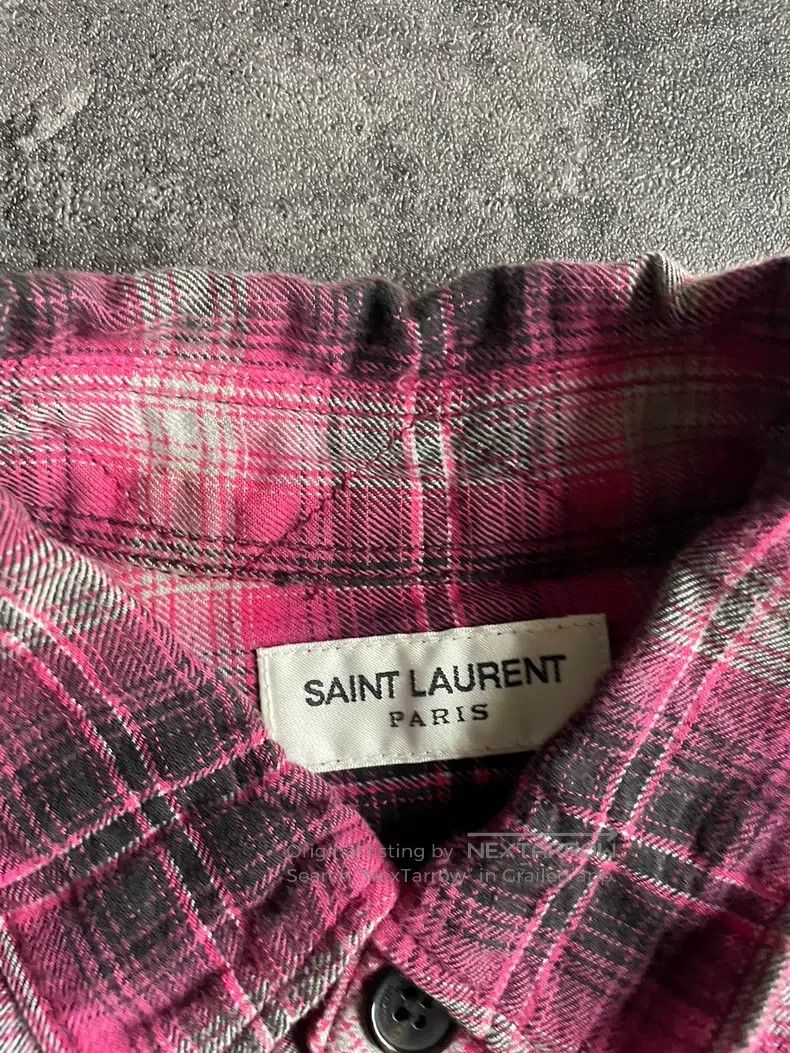 Saint Laurent Paris Saint Laurent Paris Frayed Washed Plaid Shirt Size US M / EU 48-50 / 2 - 5 Thumbnail