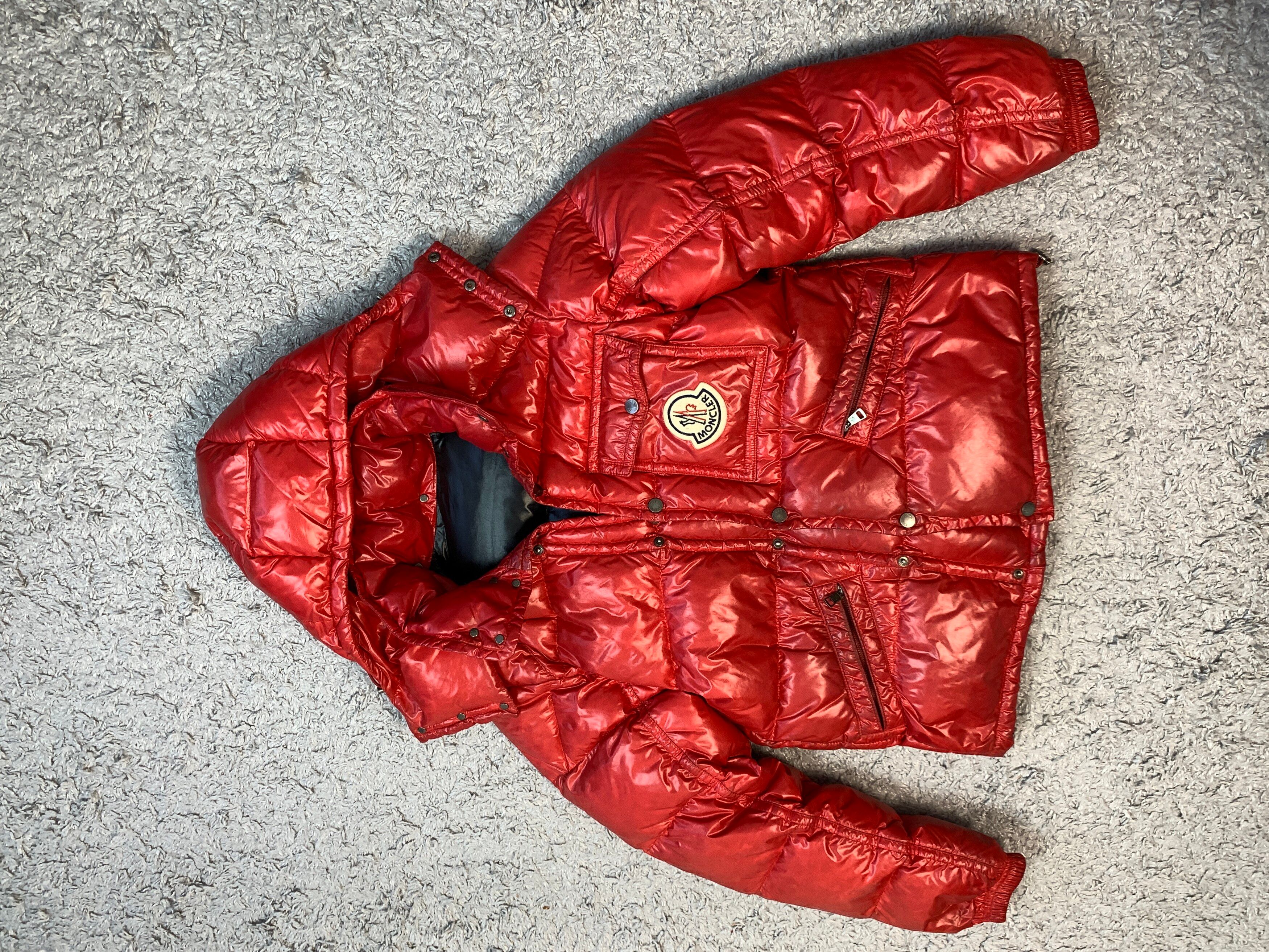 Pre-owned Moncler K-2 Puffer Hooded Jacket Red