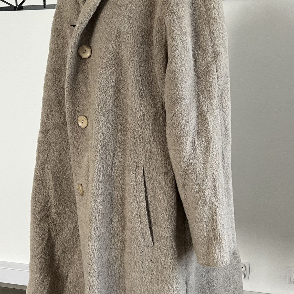 Superfine Beige woollen coat fur alpaca wool Size XL / US 12-14 / IT 48-50 - 4 Thumbnail