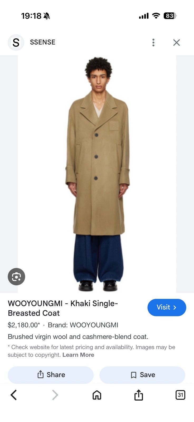 Wooyoungmi Wooyoungmi Beige Over Size Wool Coat Men Size 50 Size US M / EU 48-50 / 2 - 9 Thumbnail