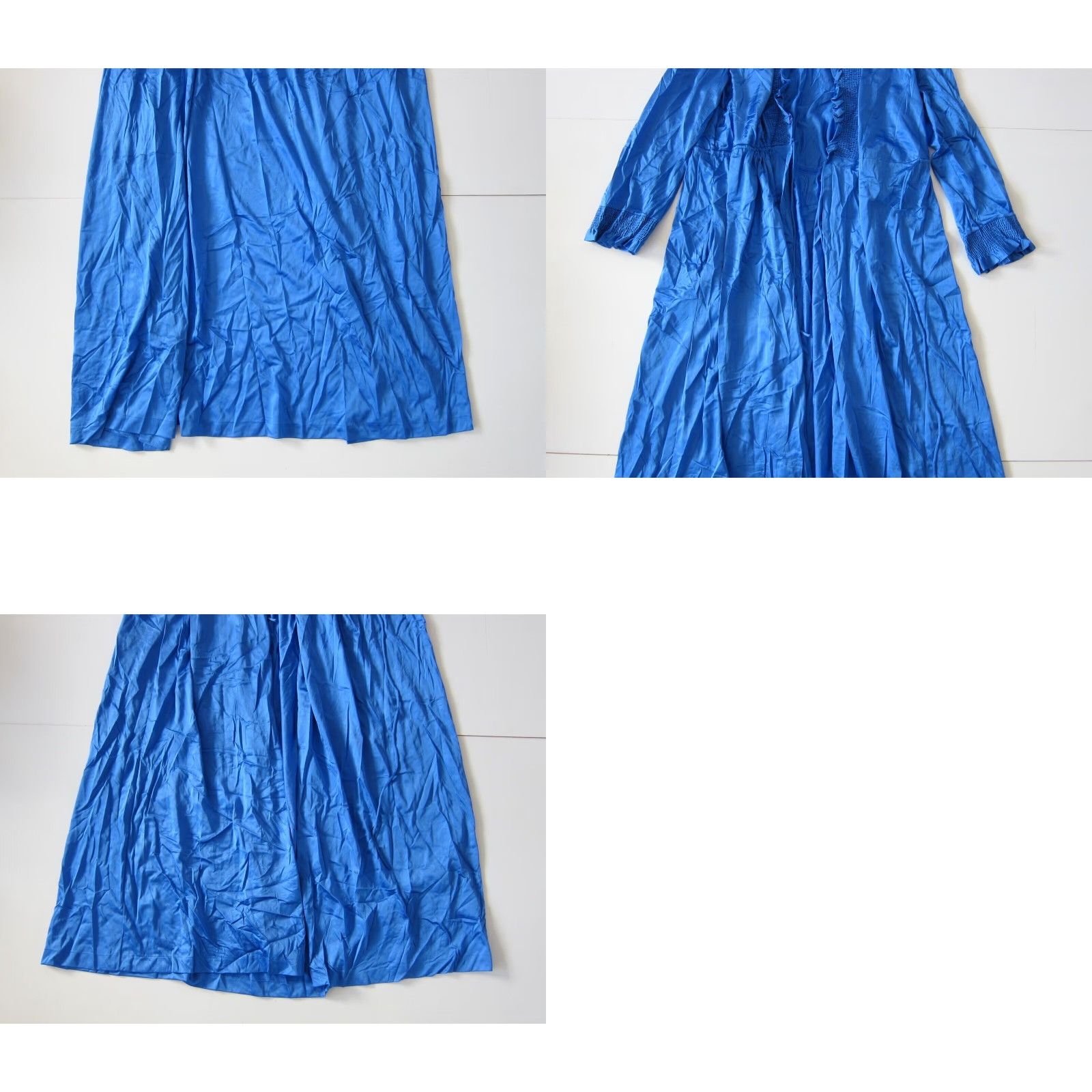 JCPenney VINTAGE JCPenney Nightgown Robe Blue Satin Ruffle Long Maxi 46" Shoulder to Bottom Lingerie Medium Women Size ONE SIZE - 8 Thumbnail