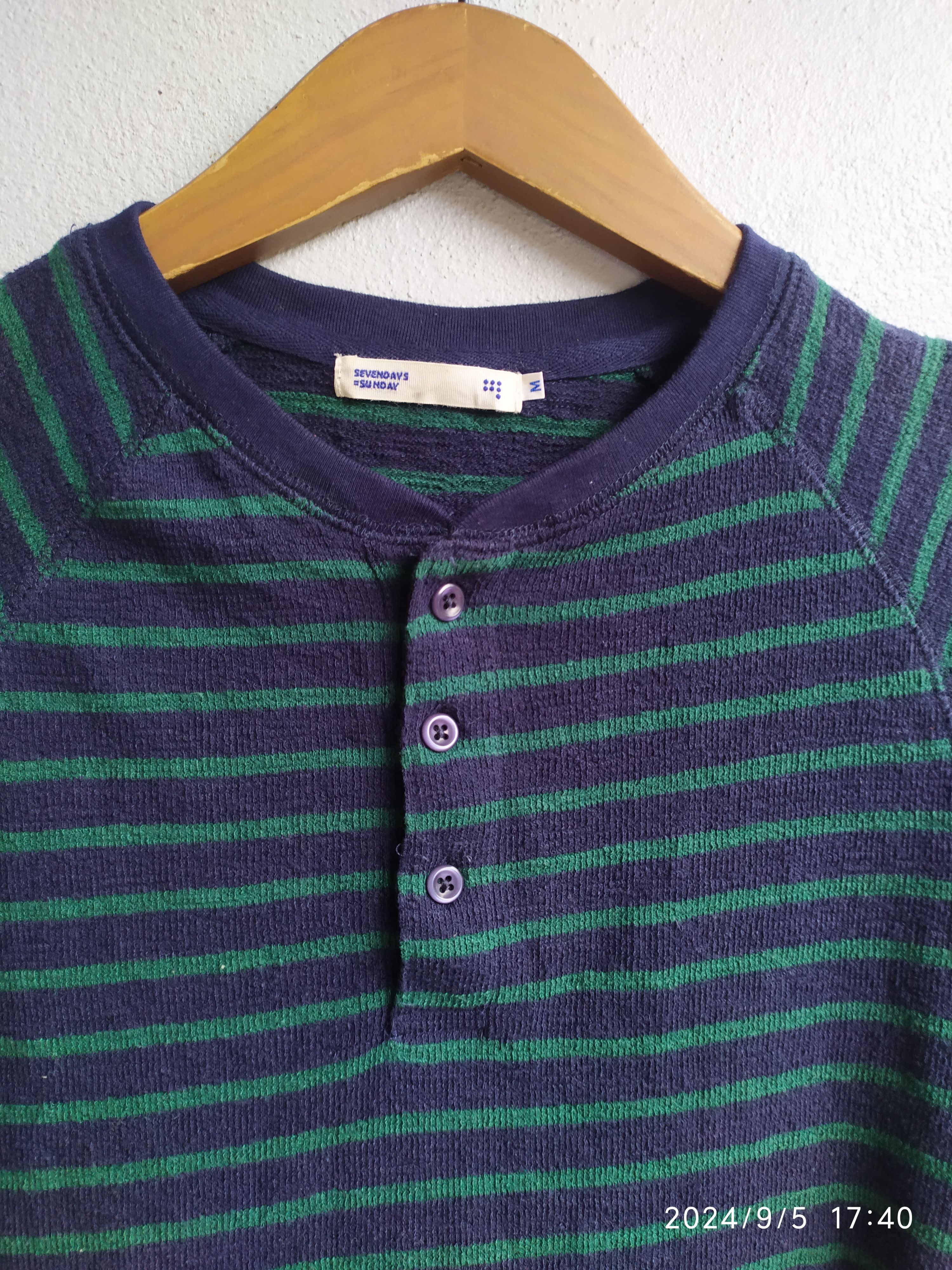 If Six Was Nine × Japanese Brand × Le Grande Bleu (L.G.B.) Japanese Sevenday Sunday Stripe Long Sleeve Ifsix Lgb Style Size US M / EU 48-50 / 2 - 4 Thumbnail