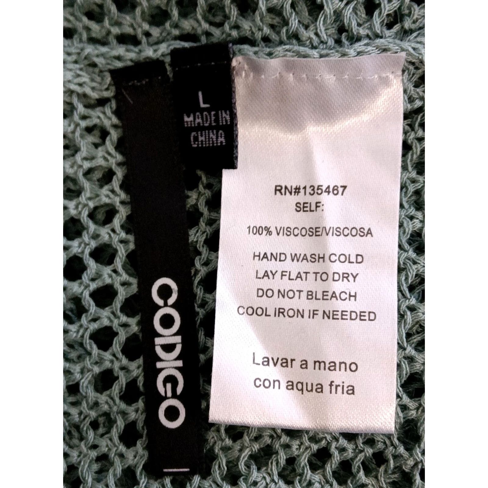 Vintage Codigo Women's Crochet Long Knit Dress L Light Green Sleeveless V-Neck Dress Size L / US 10 / IT 46 - 6 Thumbnail