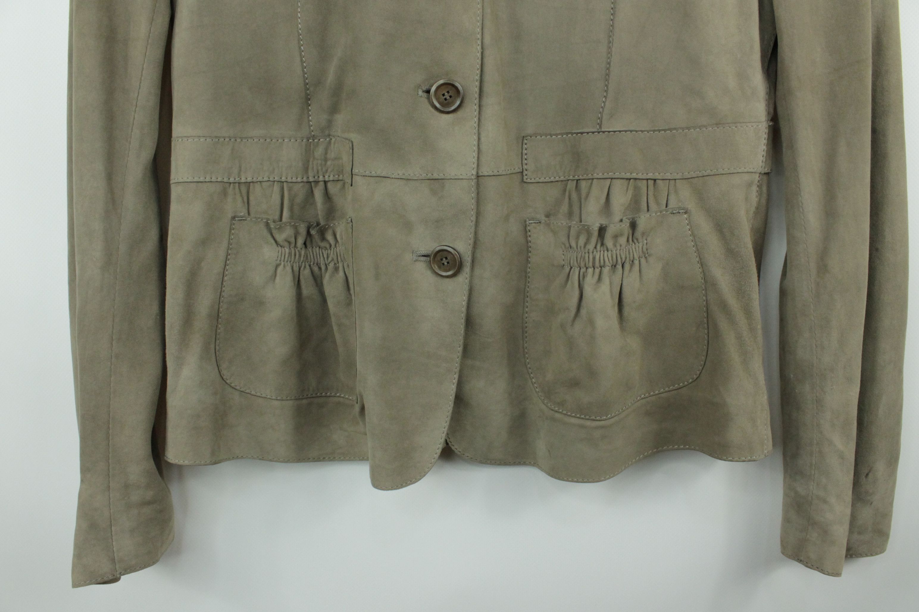 Genuine Leather × Hugo Boss Hugo Boss Gray Suede Leather Women's Jacket Size L / US 10 / IT 46 - 3 Thumbnail