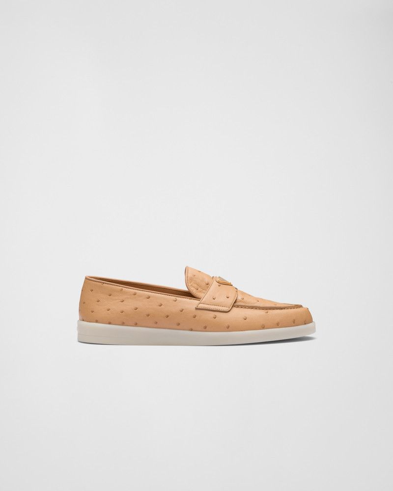 Prada o1w1db10526 Ostrich Leather Loafers in Natural Size US 11 / EU 44 - 1 Thumbnail
