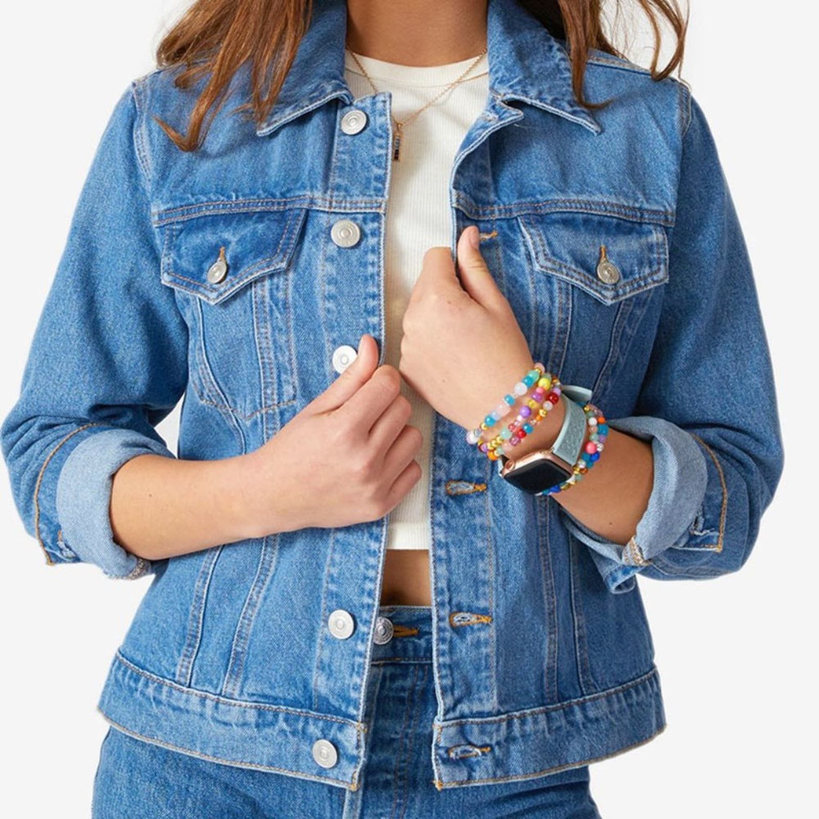 image of Hudson Premium Denim Women's Trucker Jacket Size S/m in Blue