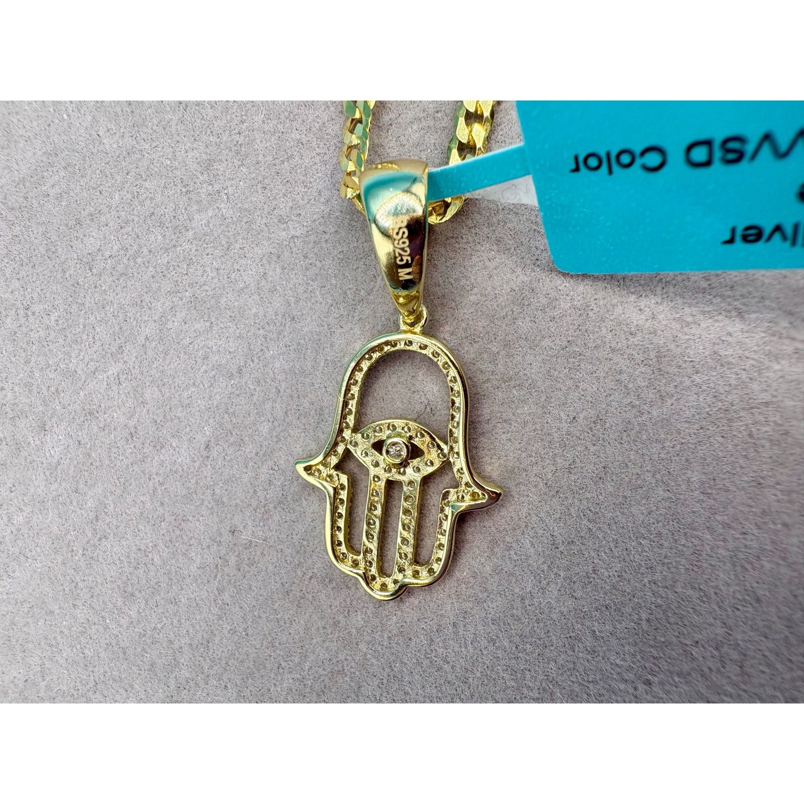 Jewelry NWT .5ct Moissanite Hamsa Vermeil Gold over 925 Necklace Size ONE SIZE - 5 Thumbnail