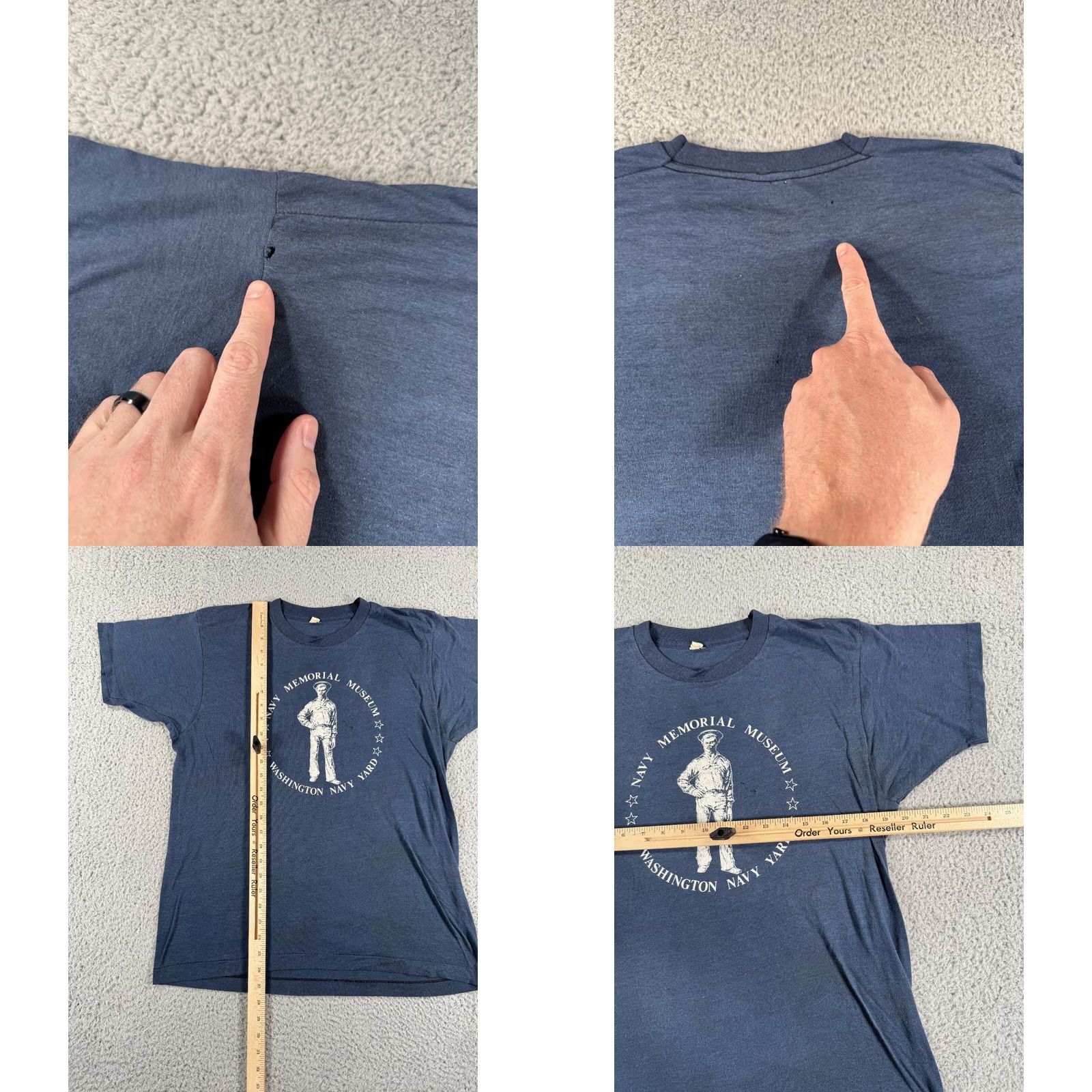 Vintage VINTAGE US Navy Memorial Museum T-Shirt XL Blue 80s Distressed Single Stitch Military/Landgirl Graphic Tee Men XL Blue 80s Vintage Size US XL / EU 56 / 4 - 9 Thumbnail