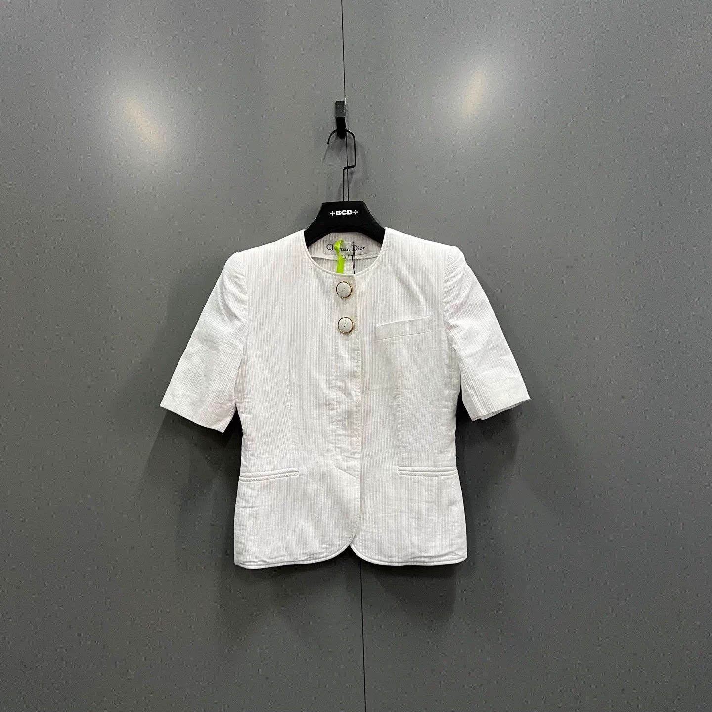 Dior Dior white fine stripe crewneck jacket S 95 new Size S / US 4 / IT 40 - 1 Thumbnail
