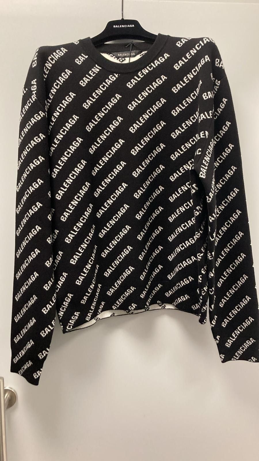 Balenciaga o1la1rc1a1024 All-Over Crewneck Sweater in Black/White Size M / US 6-8 / IT 42-44 - 2 Thumbnail