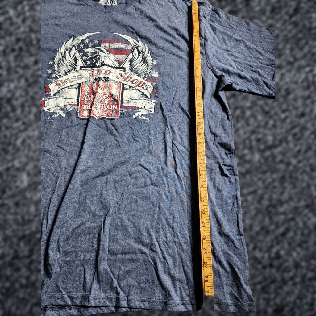 Bass Pro Shops Bass Pro Shops Mens T-Shirt 2XL Patriotic American Tradition Eagle Flag Blue Gray Boys? Size US XXL / EU 58 / 5 - 1 Thumbnail