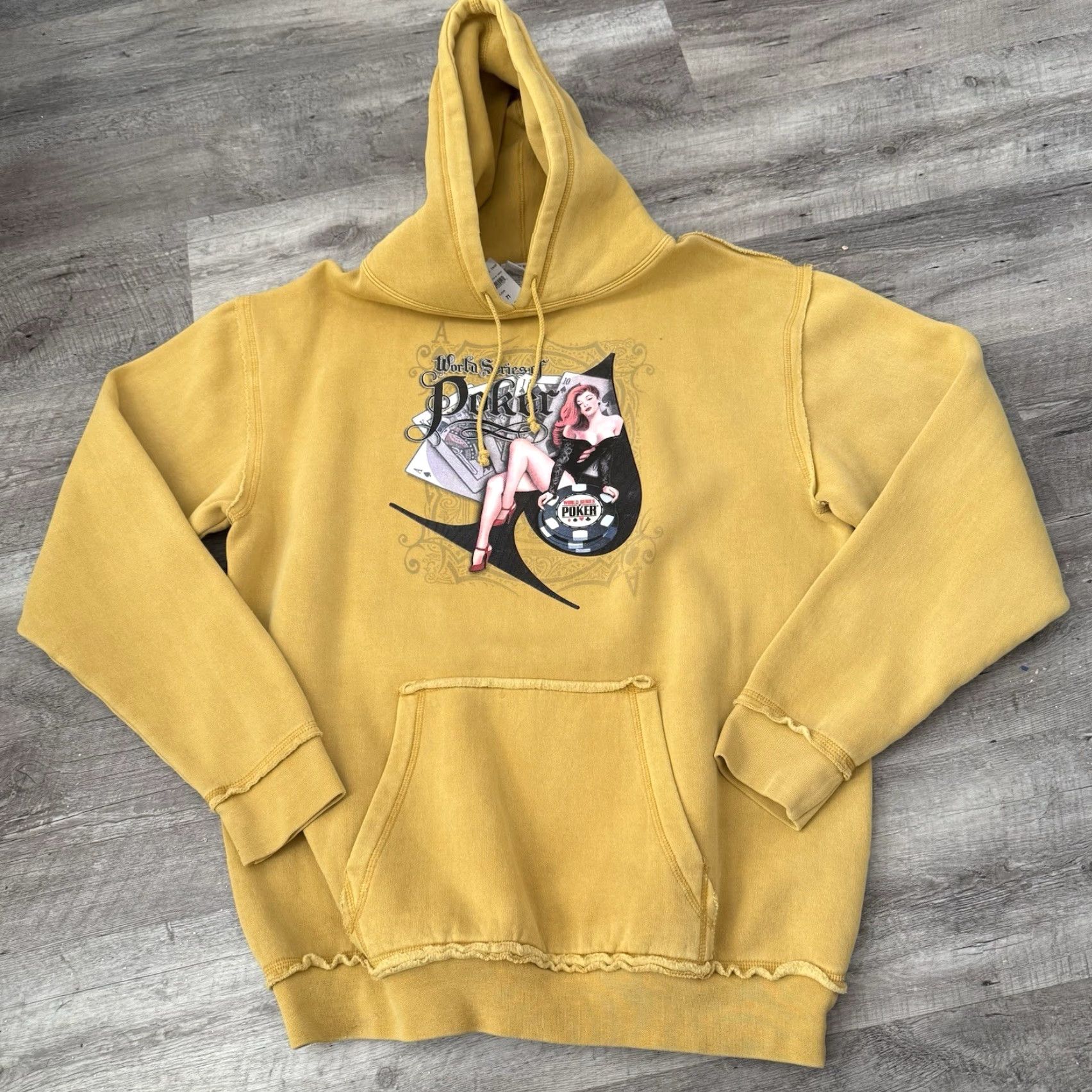Vintage WSOP World Series Of Poker Oversized Hoodie Mens Sz Medium Dijon Gold Pullover NEW Size US M / EU 48-50 / 2 - 7 Thumbnail