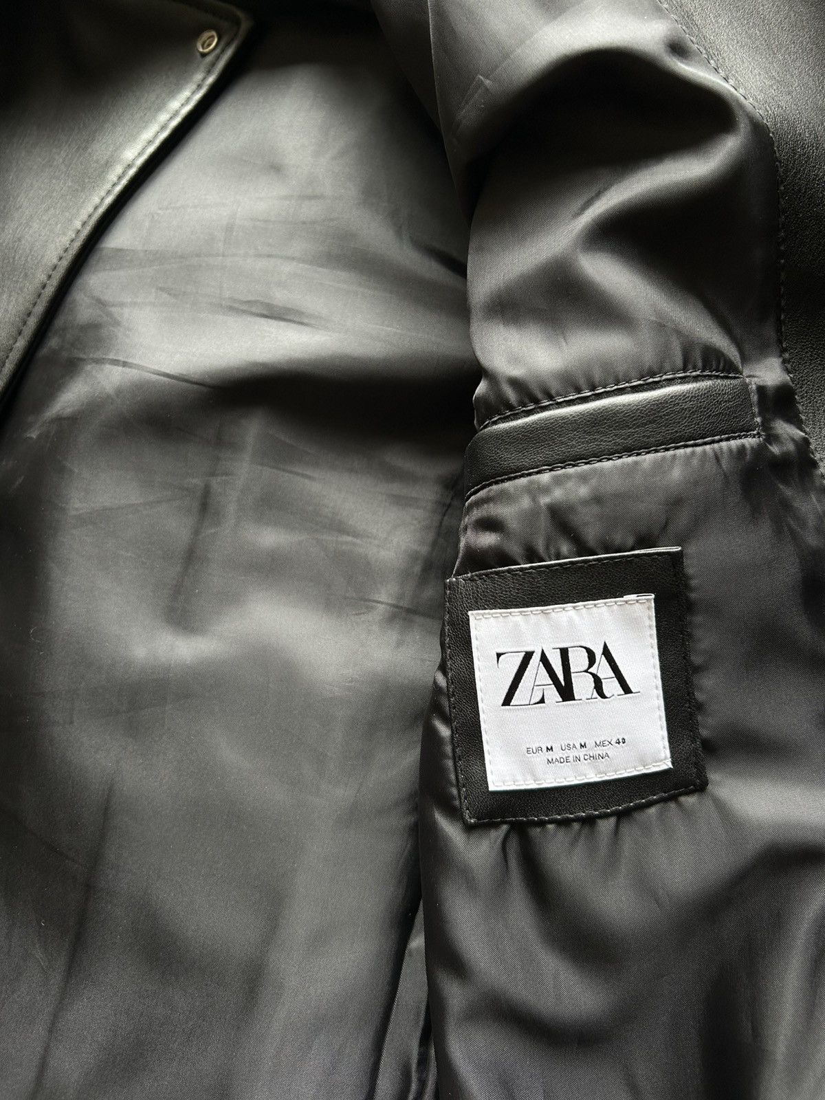 Zara Black Zara Leather Jacket Size US M / EU 48-50 / 2 - 3 Thumbnail