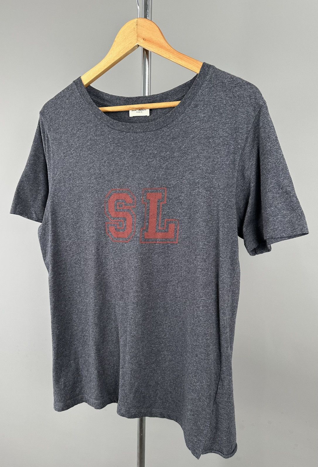 Saint Laurent Paris Saint Laurent - University SL Logo Short Sleeve Shirt Grey Size US S / EU 44-46 / 1 - 3 Thumbnail