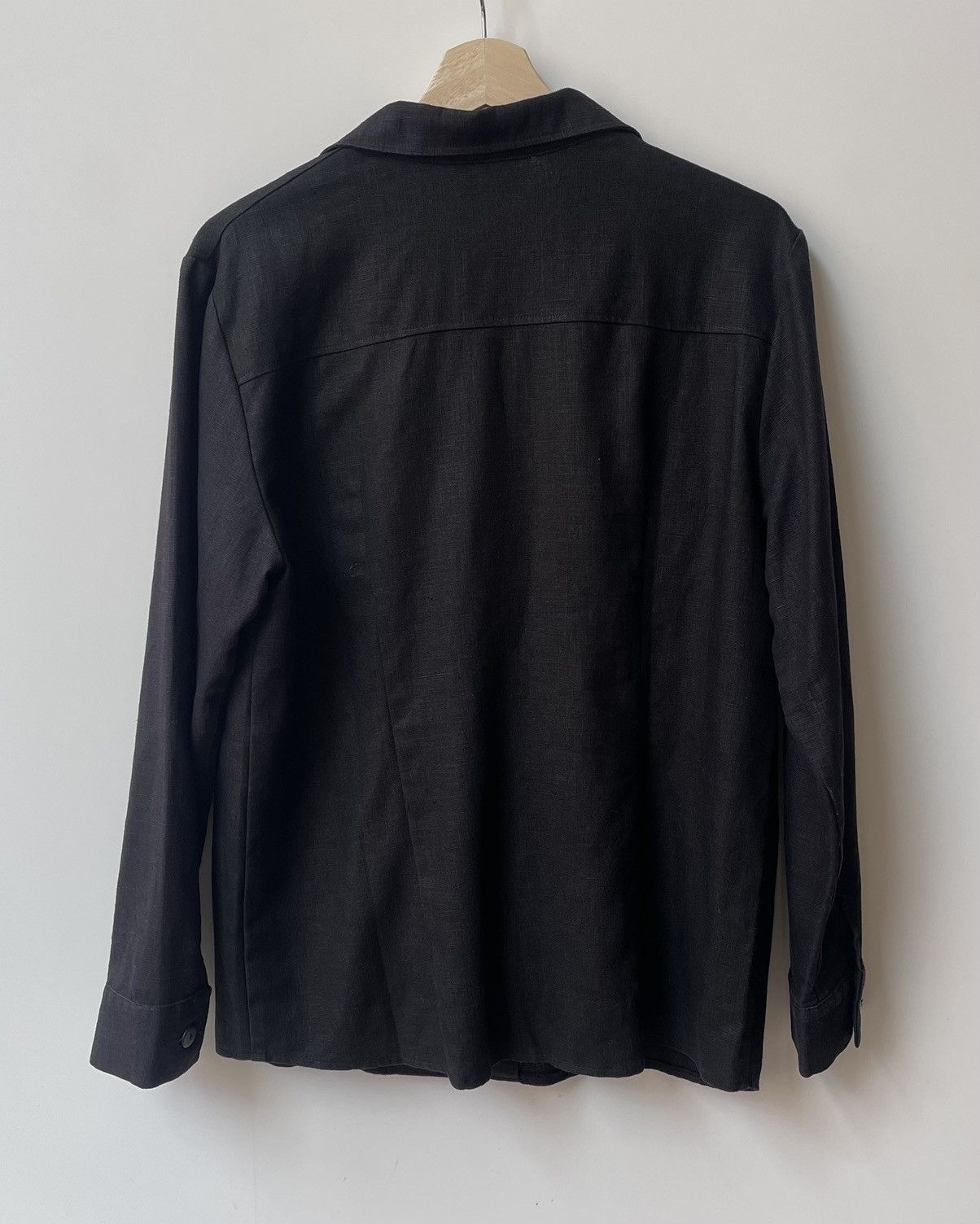 Other Vintage Black Boxy Linen Shirt Size L / US 10 / IT 46 - 3 Thumbnail