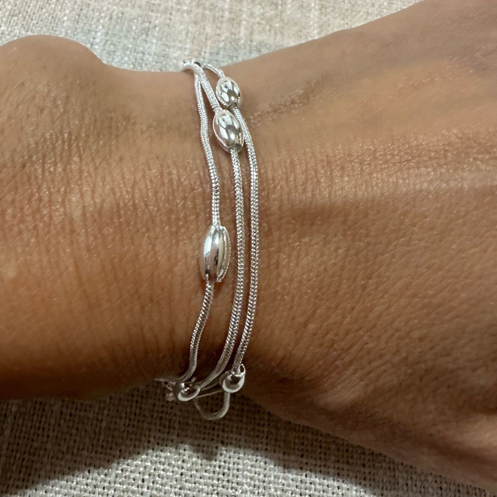 Other Sterling Silver Beaded Bracelet 8” Size ONE SIZE - 3 Thumbnail