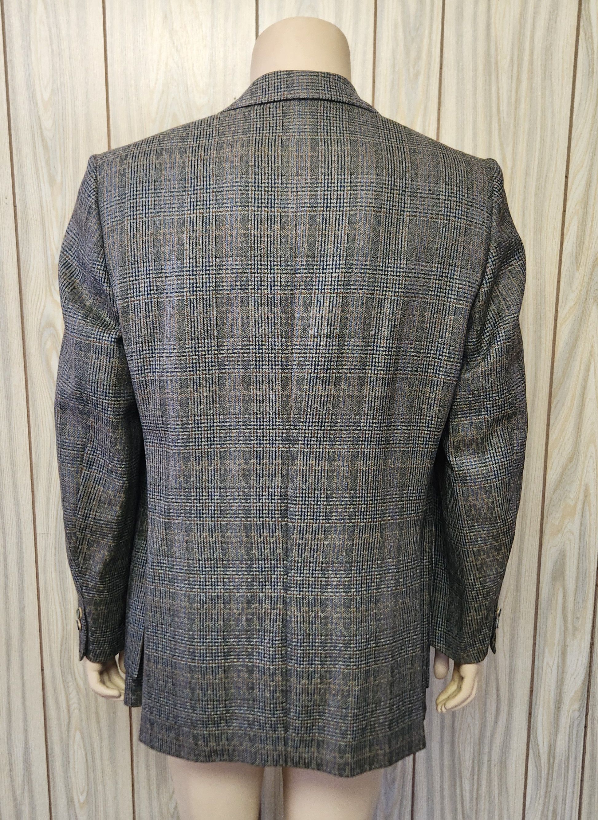 Vintage fine 1970s sport coat 42L men's grey plaid wool two button Size 42L - 9 Thumbnail