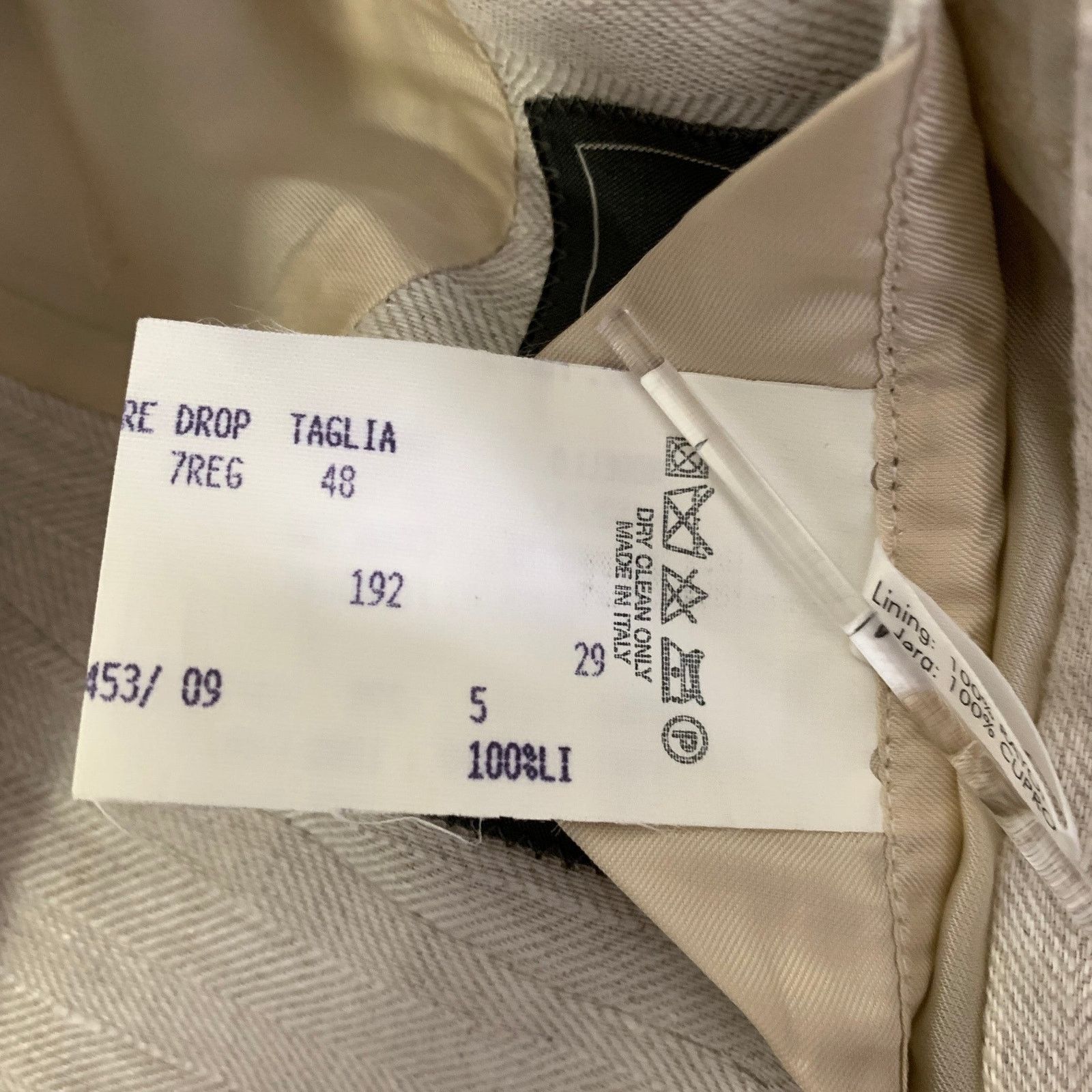 Salvatore Ferragamo SALVATORE FERRAGAMO Cream Herringbone Linen Sport Coat Size 38R - 7 Thumbnail