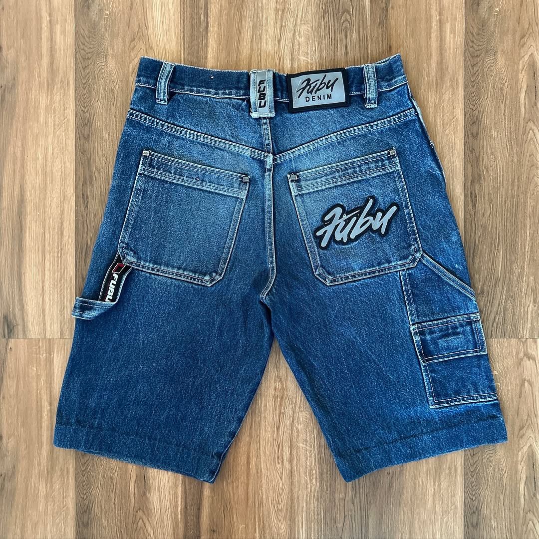 Fubu × Vintage Y2k Fubu Embroidery Denim Jorts Size US 36 / EU 52 - 1 Thumbnail