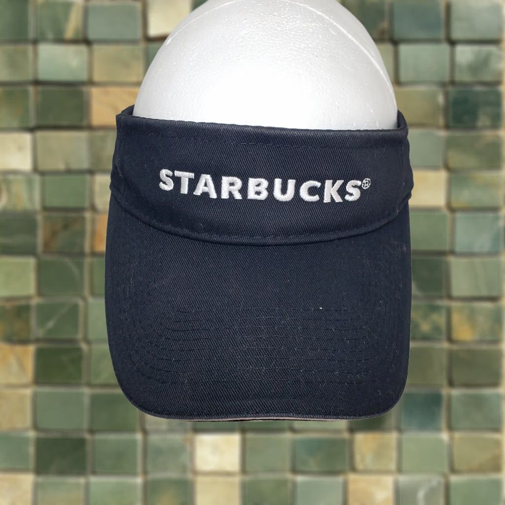 Vintage Starbucks Visor Hat Unisex Adjustable Strapback Black Canvas Cotton Cap Men Women Size ONE SIZE - 1 Thumbnail