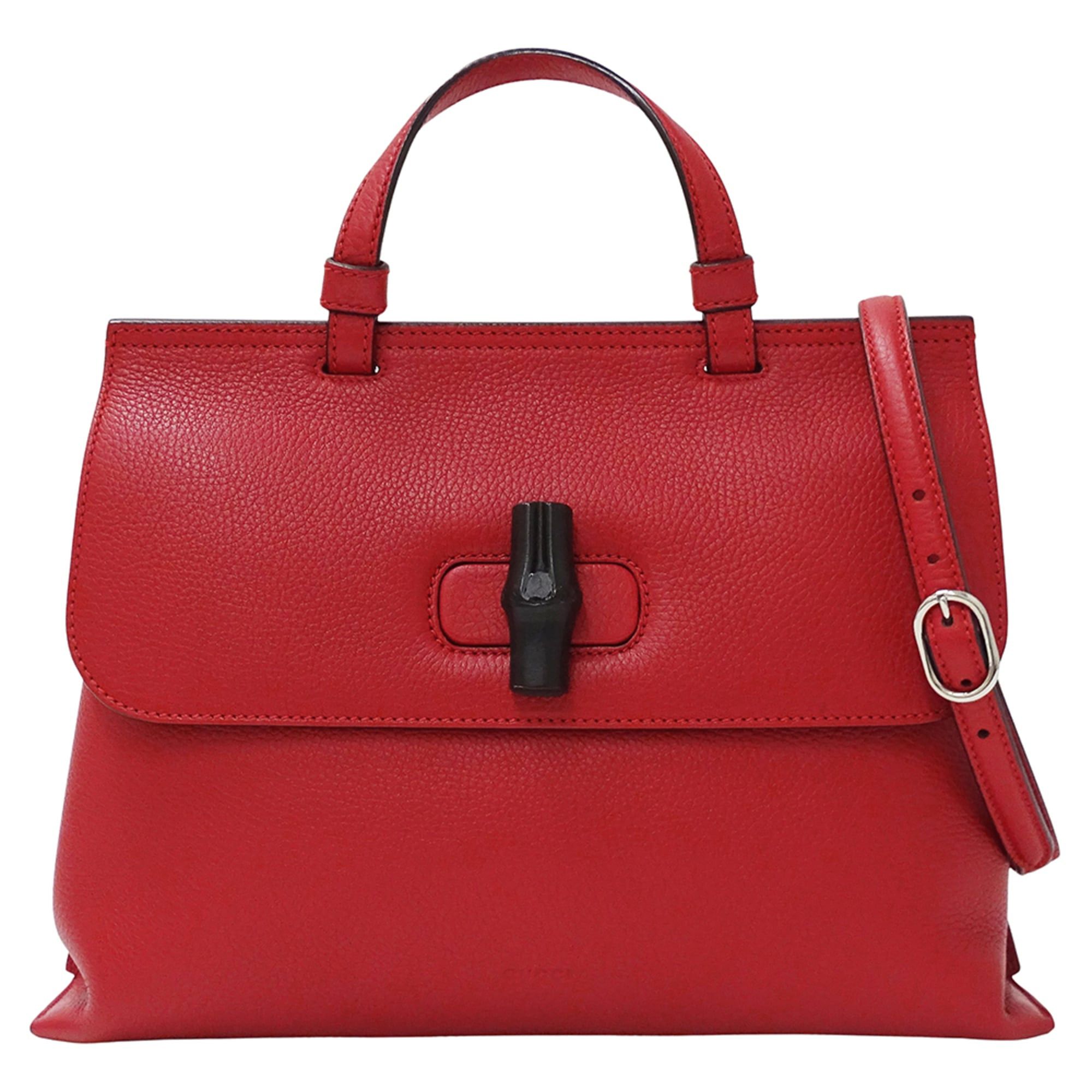 Gucci Gucci Women's Handbag, Brand Handbag/Shoulder Bag, 2-way, Bamboo Leather, Red, 392013 Red Size ONE SIZE - 1 Thumbnail