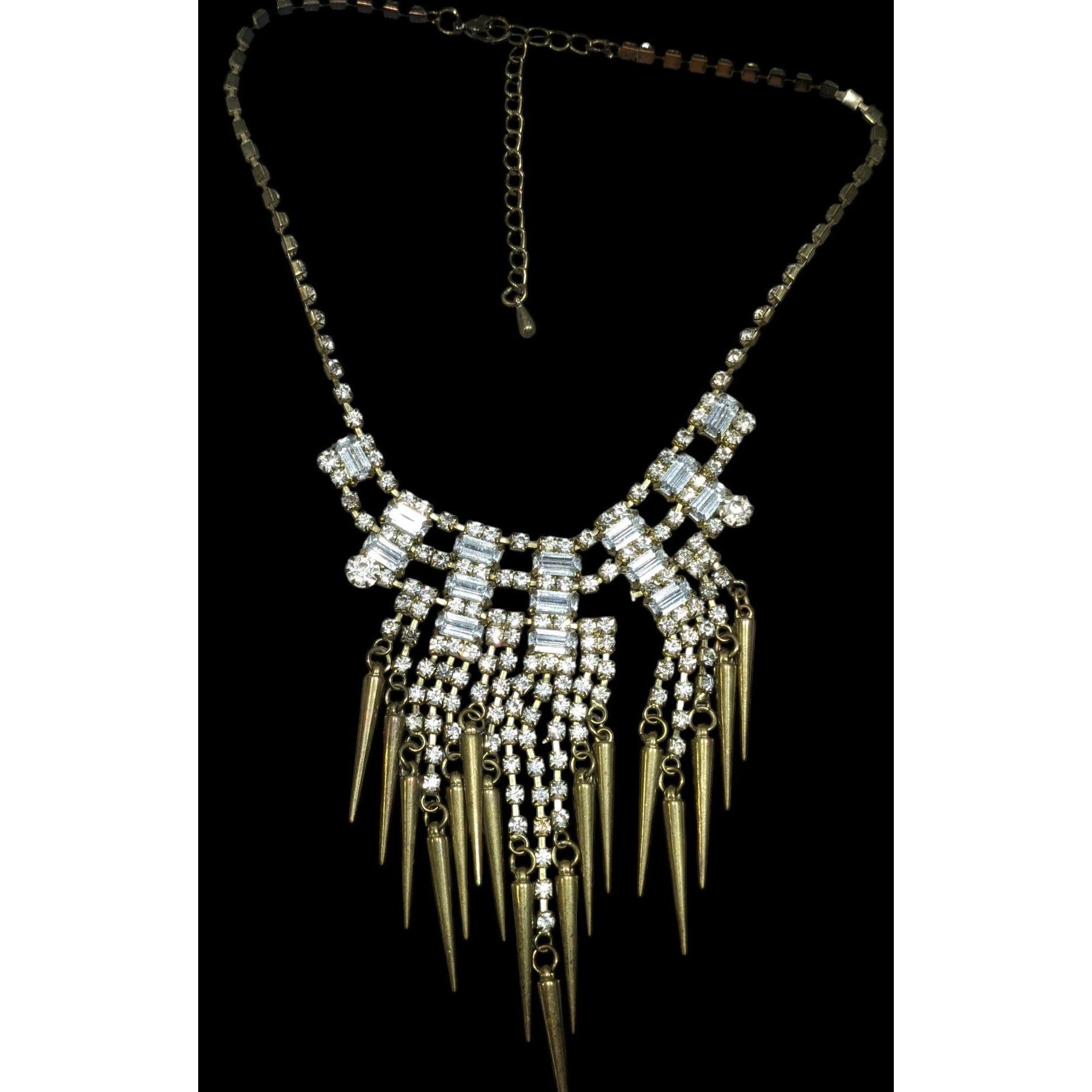 Other Industrial Glam Rhinestone Gold Tone Statement Necklace Size ONE SIZE - 1 Thumbnail