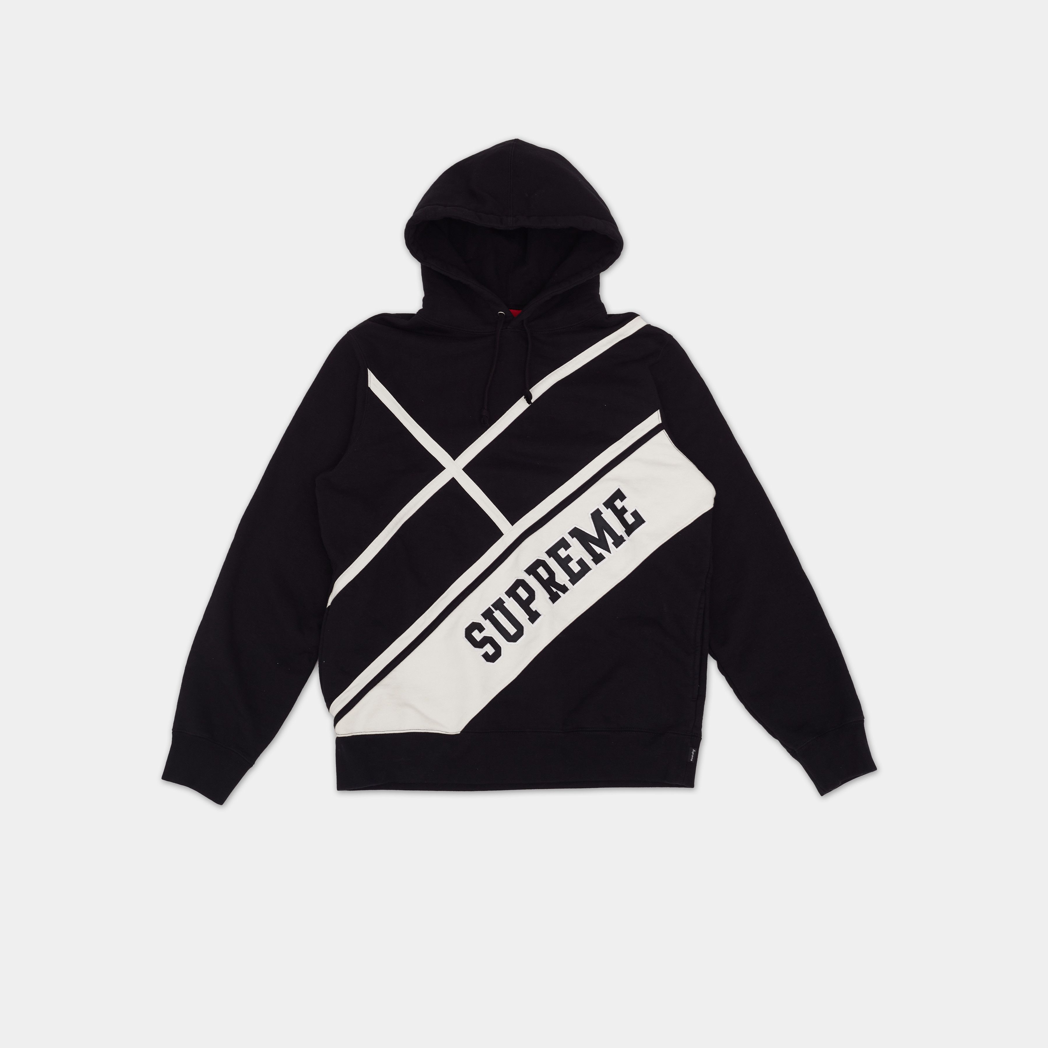 image of Supreme Diagonal Hooded Sweatshirt Black, Men's (Size Medium)