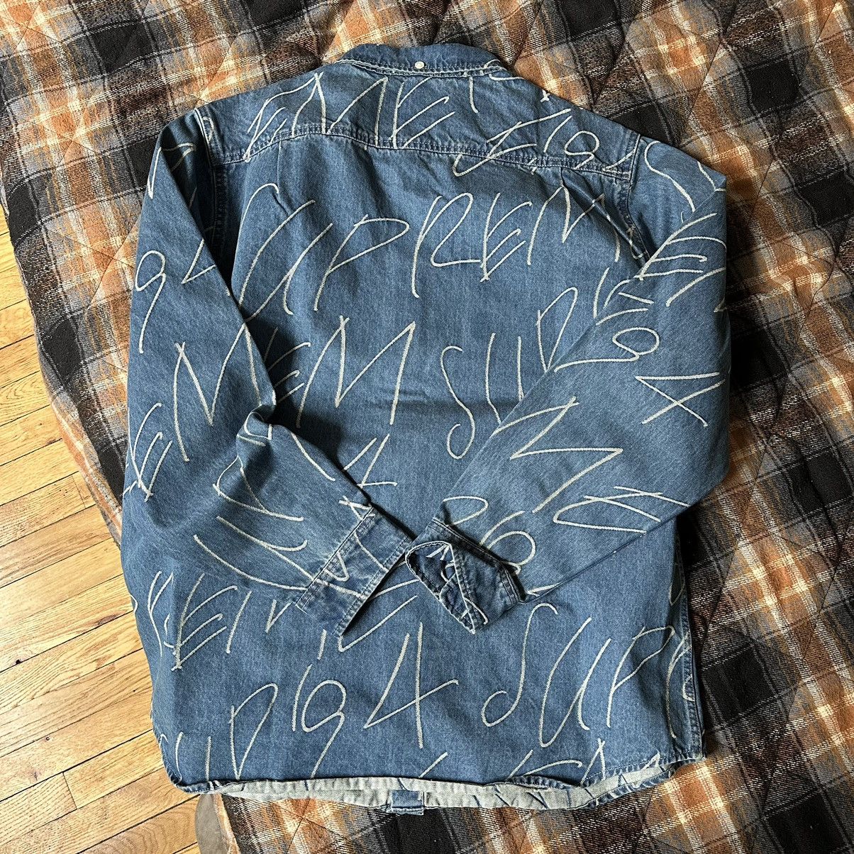 Supreme FW23 Supreme Washed Indigo Handwriting Jacquard Denim ...