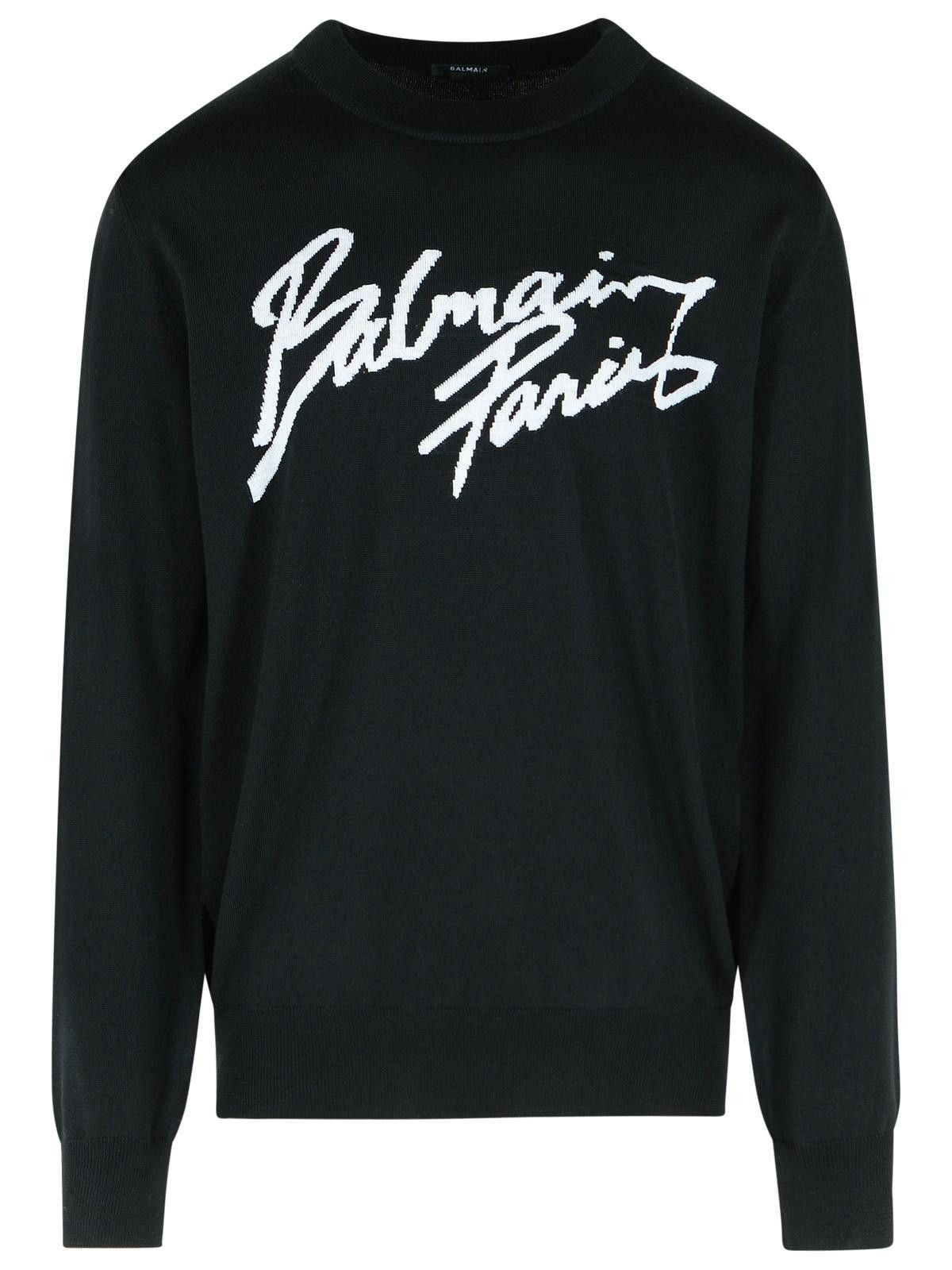 BALMAIN Black Merino Wool Sweater