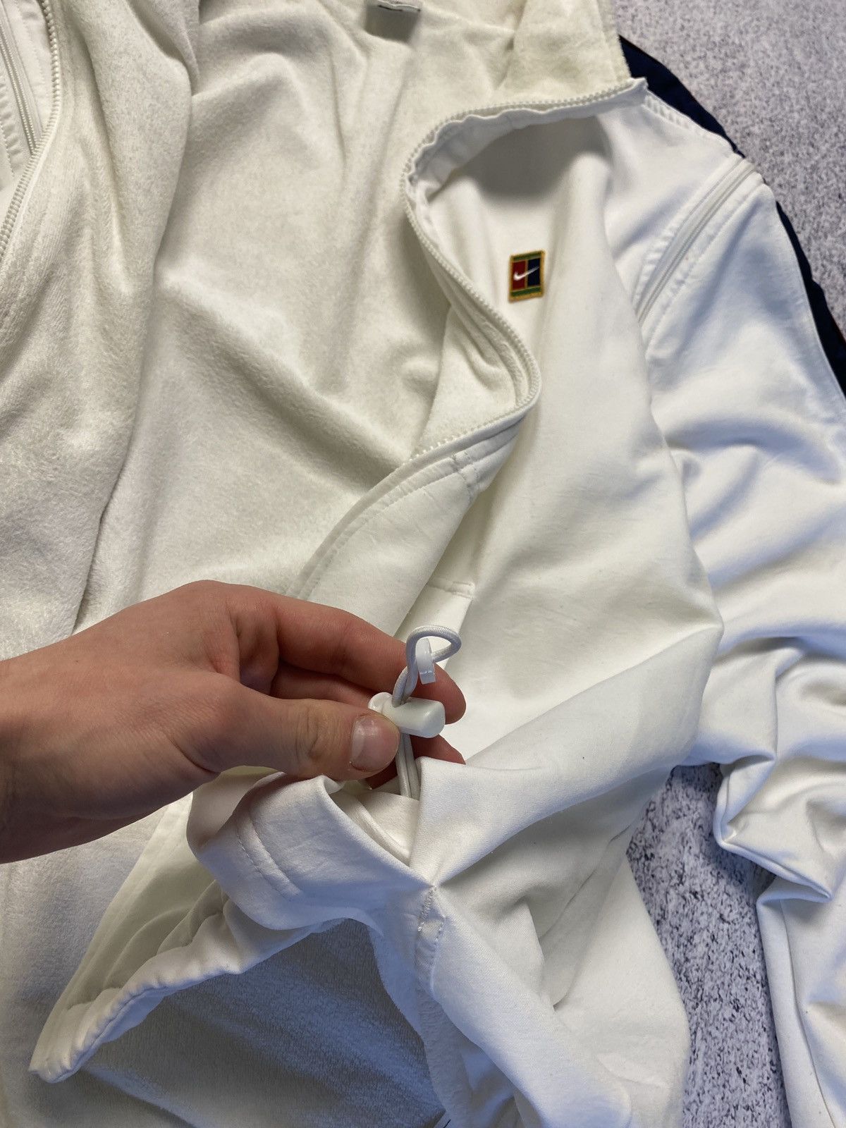Nike × Vintage Vintage 90's Nike Court 2 in 1 White Boxy Track Jacket Drill Size US XL / EU 56 / 4 - 12 Thumbnail