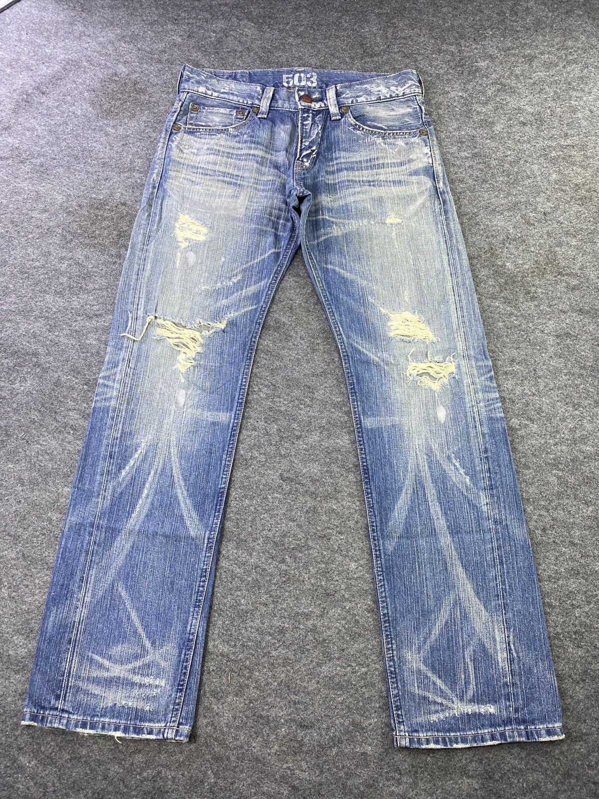 Edwin Edwin Blue Trip 503 Distress Blue Wash Denim - J863 Size US 34 / EU 50 - 2 Thumbnail