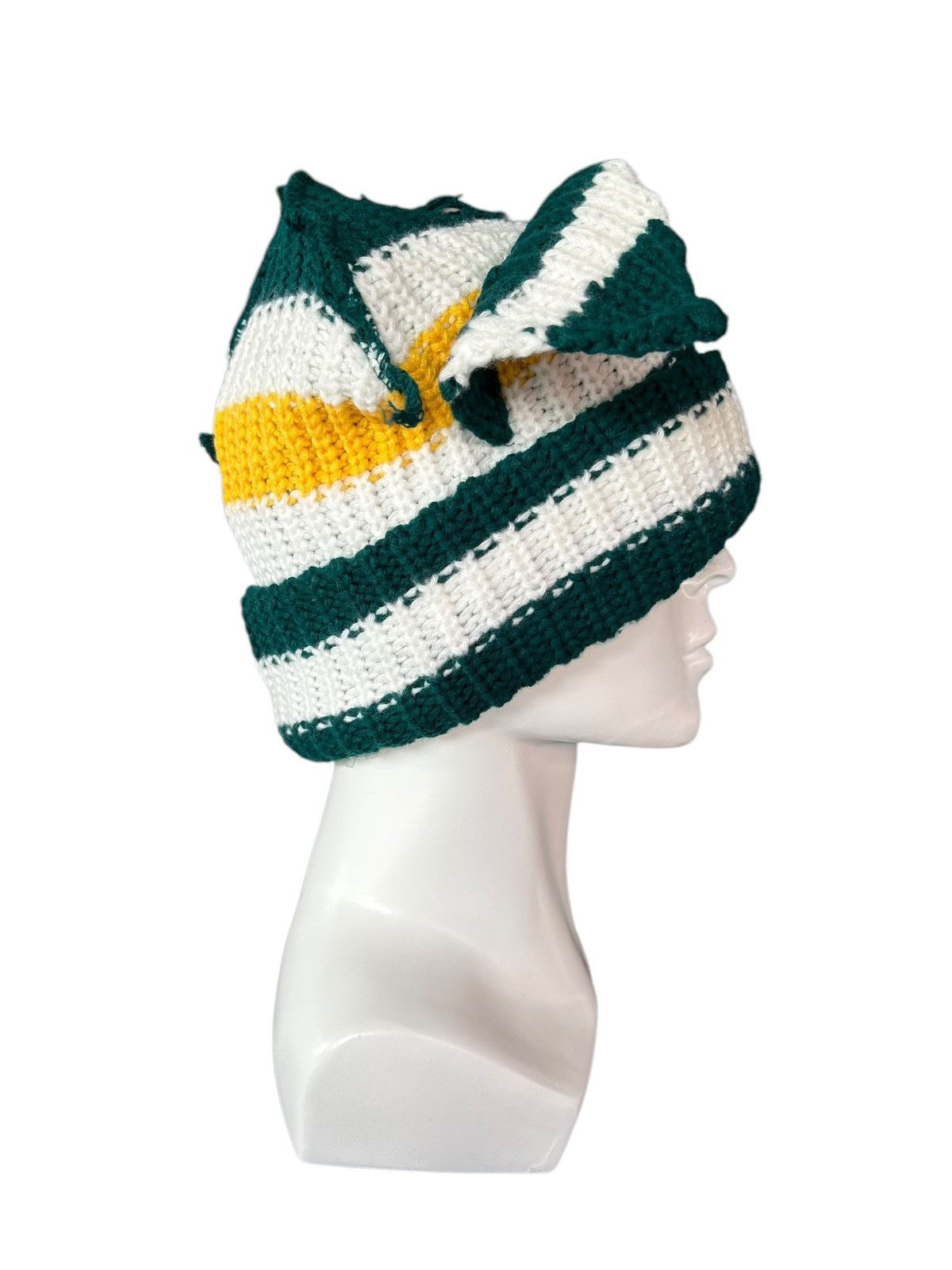 Japanese Brand × Kapital × Vintage Crochet Knitted Handmade Bunny Horn Devil Beanie Hats☠️☠️ Size ONE SIZE - 2 Thumbnail