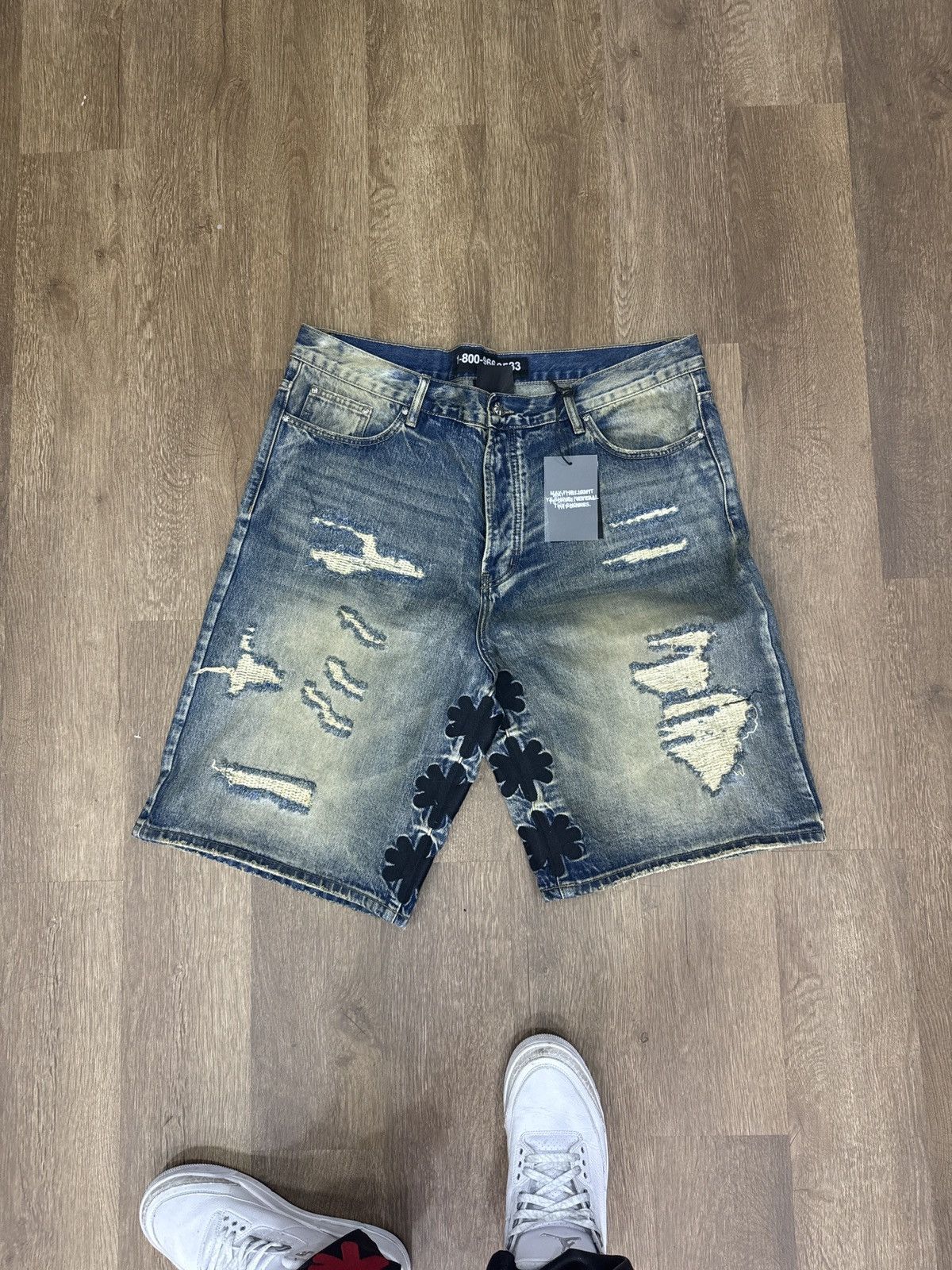 LOSTSHDWS DISTRESSED DENIM SHORT (BLACK) Size US 40 / EU 56 - 1 Thumbnail