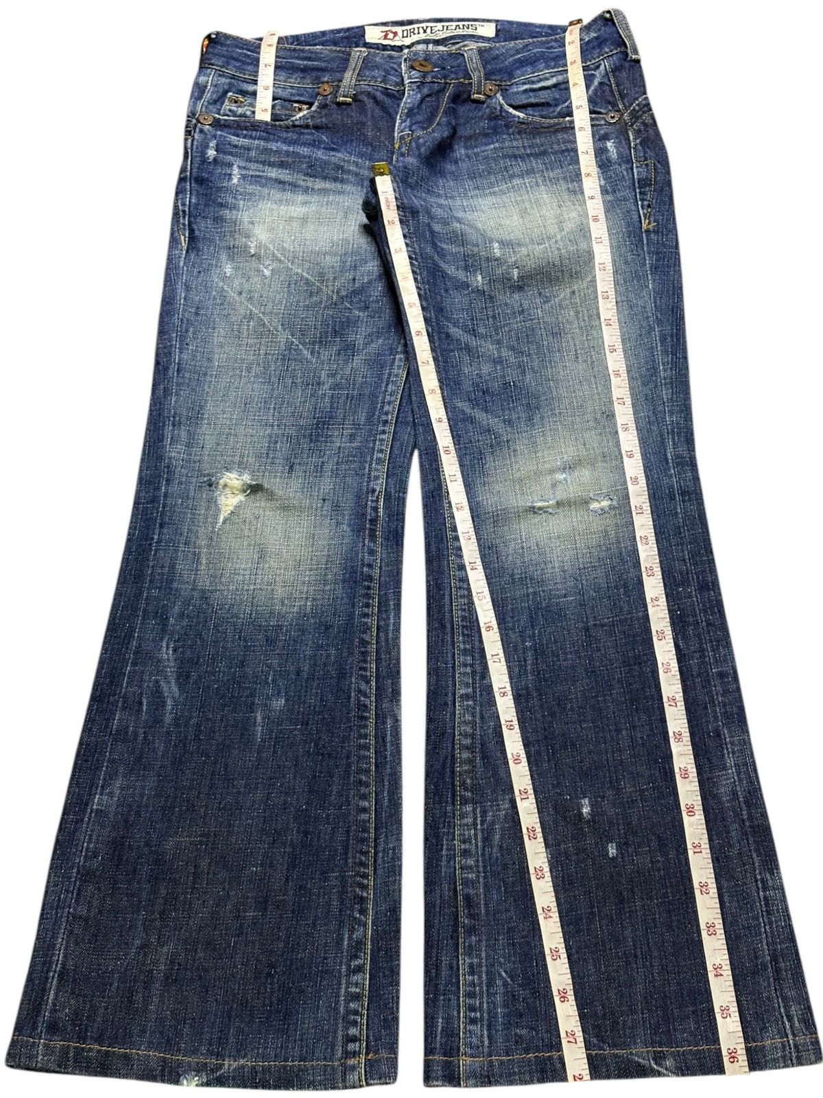 Seditionaries Vintage Japanese Brand Faded Mud Wash Studded Flare Jeans Size 28" / US 6 / IT 42 - 13 Thumbnail