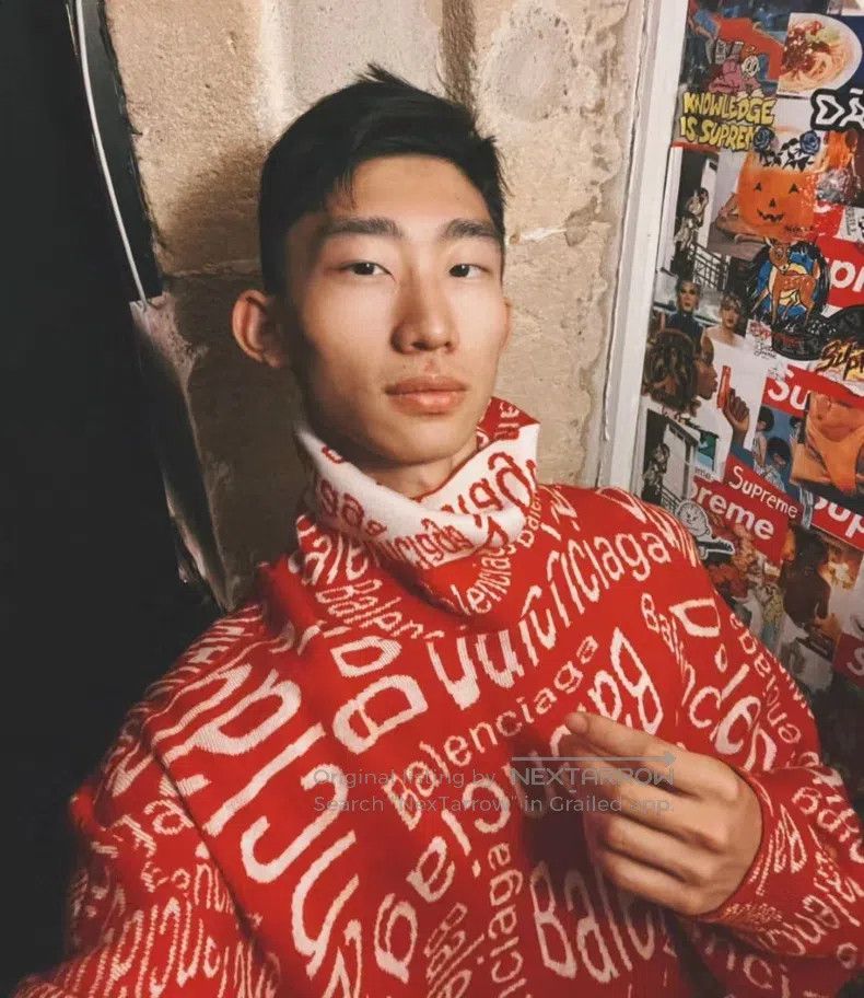 Balenciaga Balenciaga White and Red Barrage Full-Printed Logo Knit Sw Size US S / EU 44-46 / 1 - 8 Thumbnail