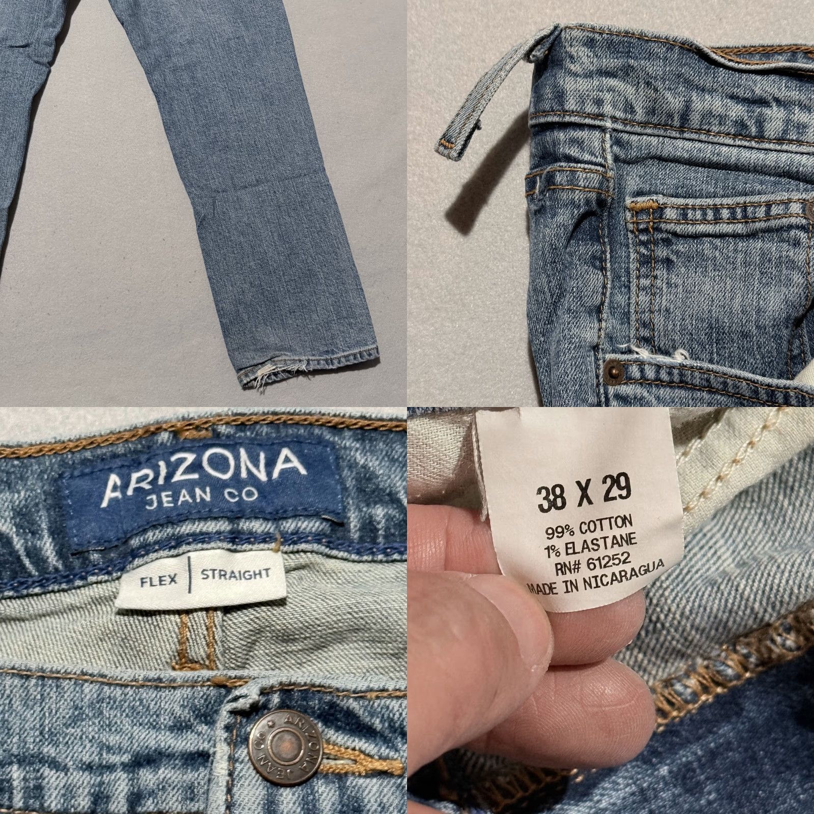 Vintage Arizona Jeans Jeans Men Blue Denim Stretch Mid Rise Straight 38x29 Modern 5-Pocket Mens Size US 38 / EU 54 - 8 Thumbnail