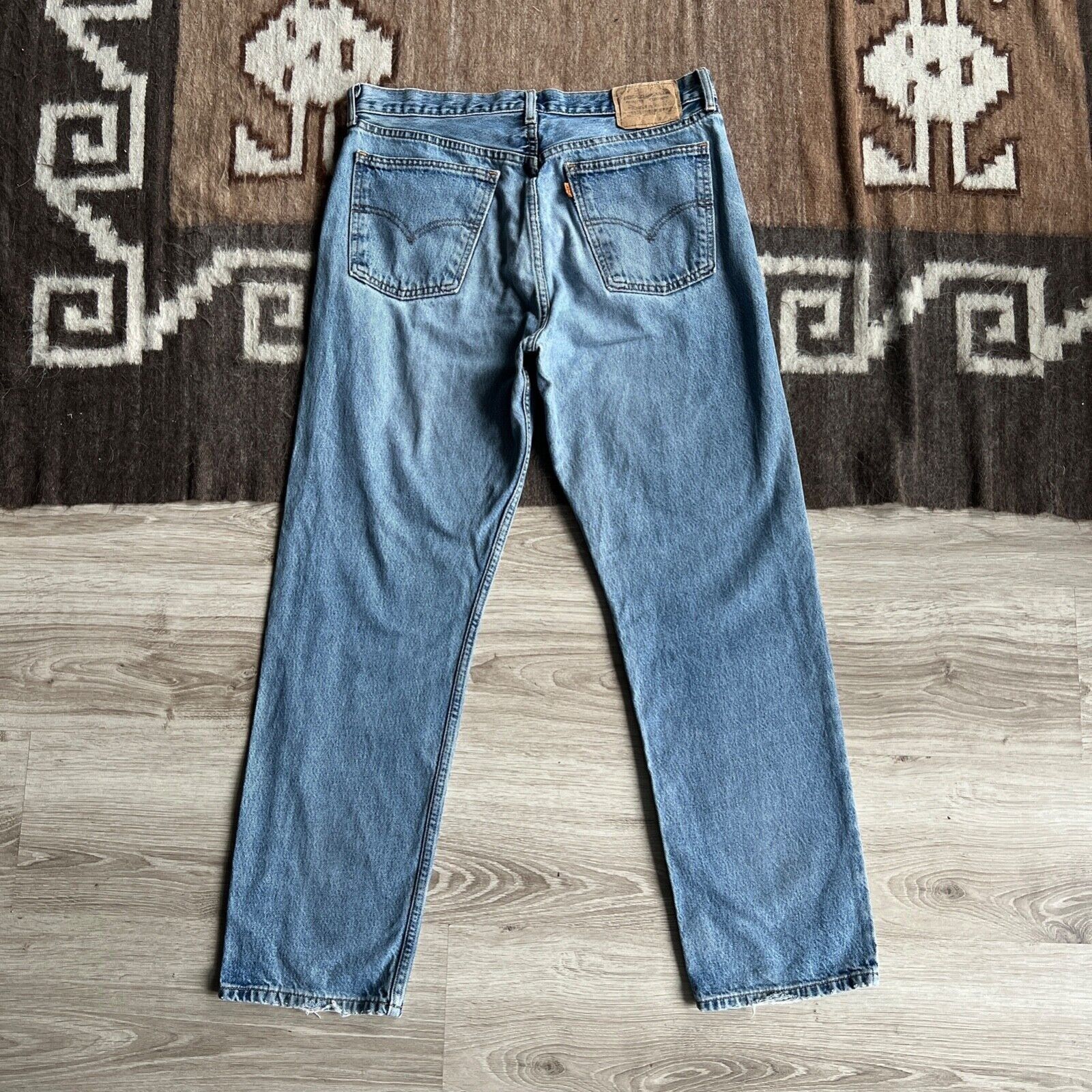 Jean Levi's 615 Orange Tab Vintage Blue Denim Jeans 8739AC Size US 34 / EU 50 - 3 Thumbnail