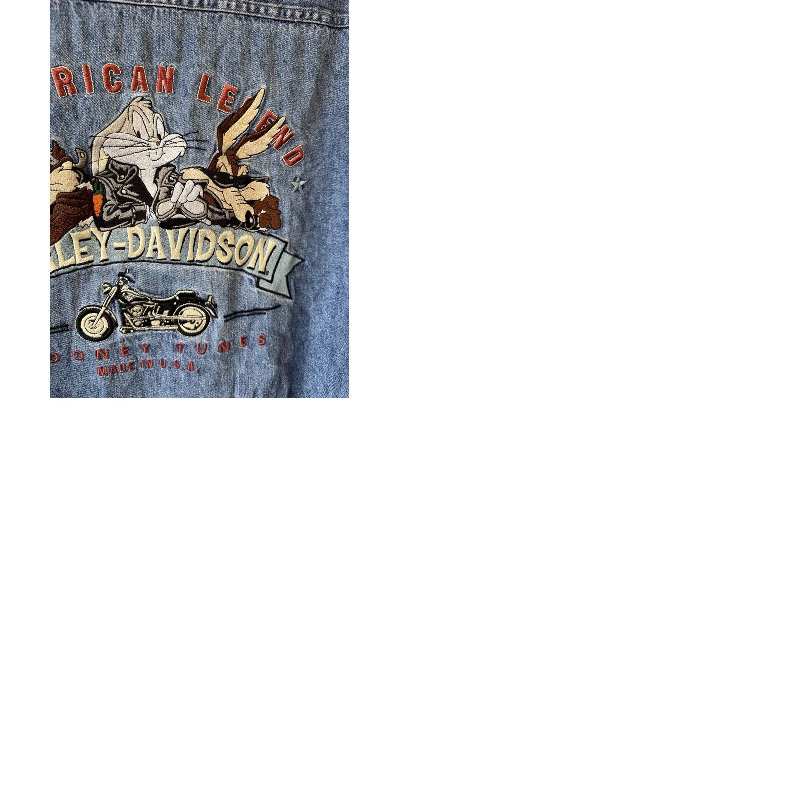 Harley Davidson Harley-Davidson Shirt Denim Long Sleeve XL Blue TAZ AN AMERICAN LEGEND Looney Tunes Warner Bros Mens Size US XL / EU 56 / 4 - 10 Thumbnail