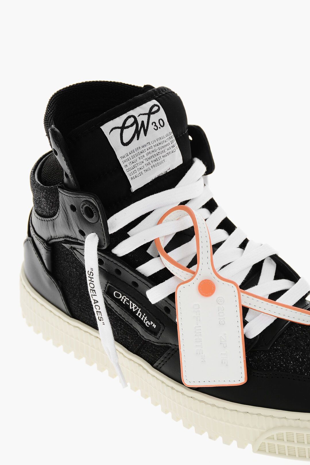 Off-White og1mm1125 Glittered Leather 3.0 Off Court Hi-Top Sneakers Size US 7 / IT 37 - 4 Thumbnail